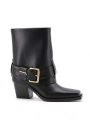 Calesta boot,COSMO Footwear,Women Buckle Moto Western Mid Calf Boots