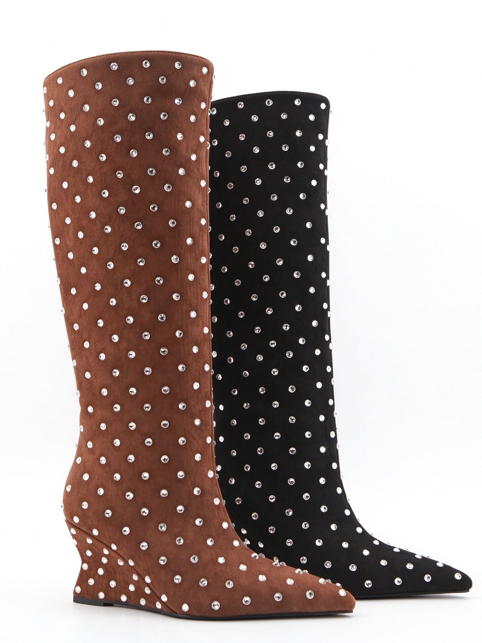 Elowen boot,COSMO Footwear,Rhinestone Studded Wedge Knee High Boots