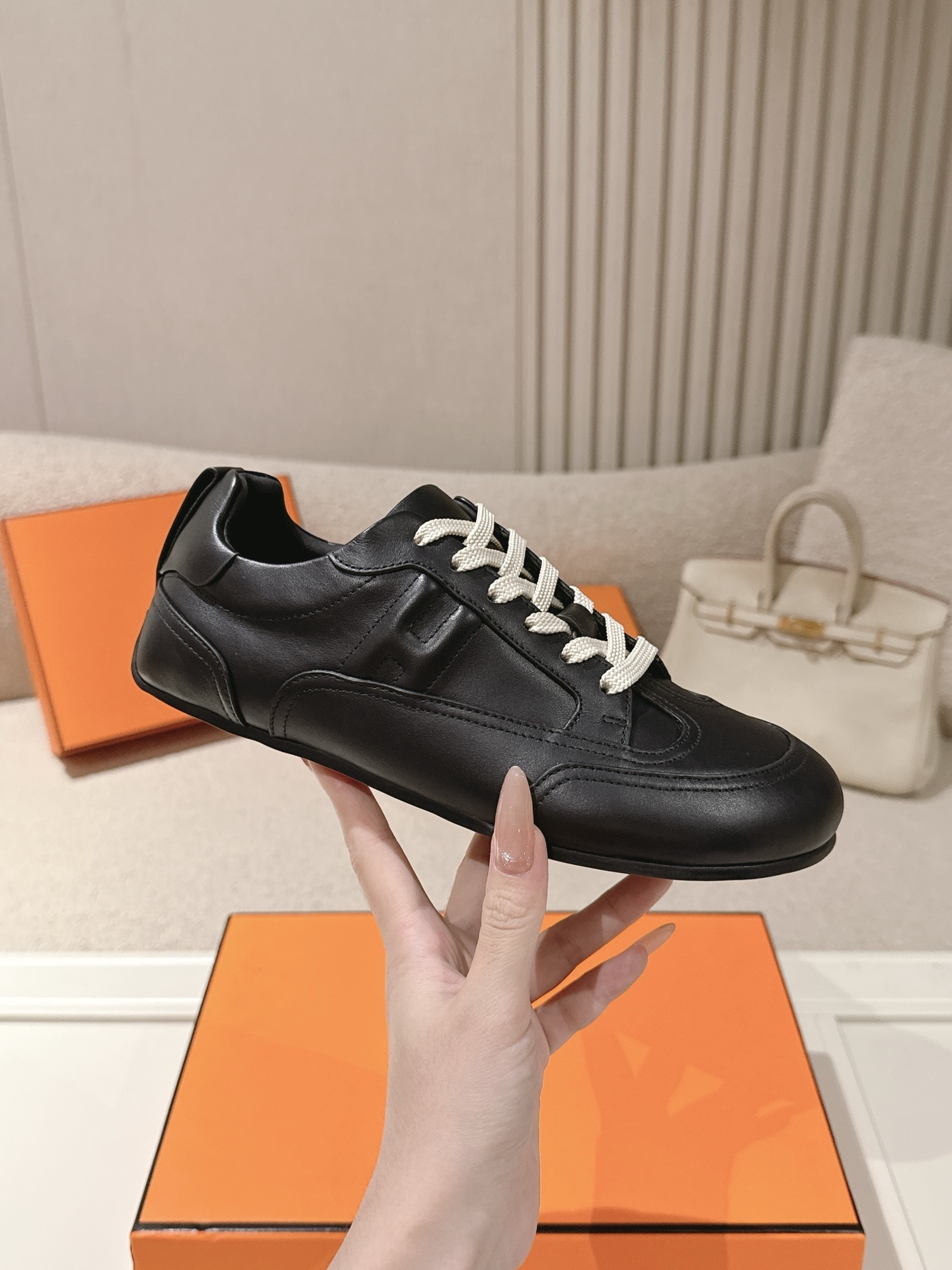 Women Leather German Trainers Flat Casual Sneakers Lace Up Daily Walking Shoes