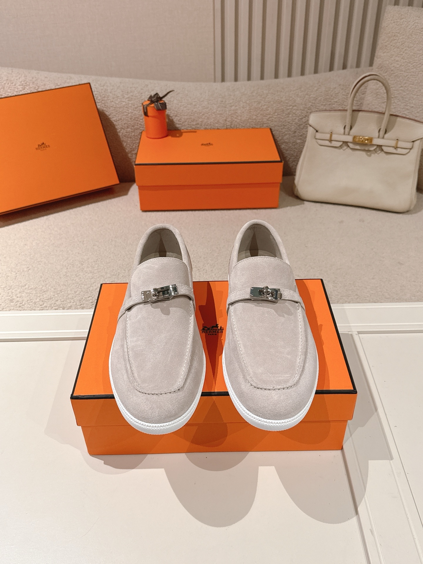 Women Suede Metal Buckle Loafers Casual Flat Slip On Shoes