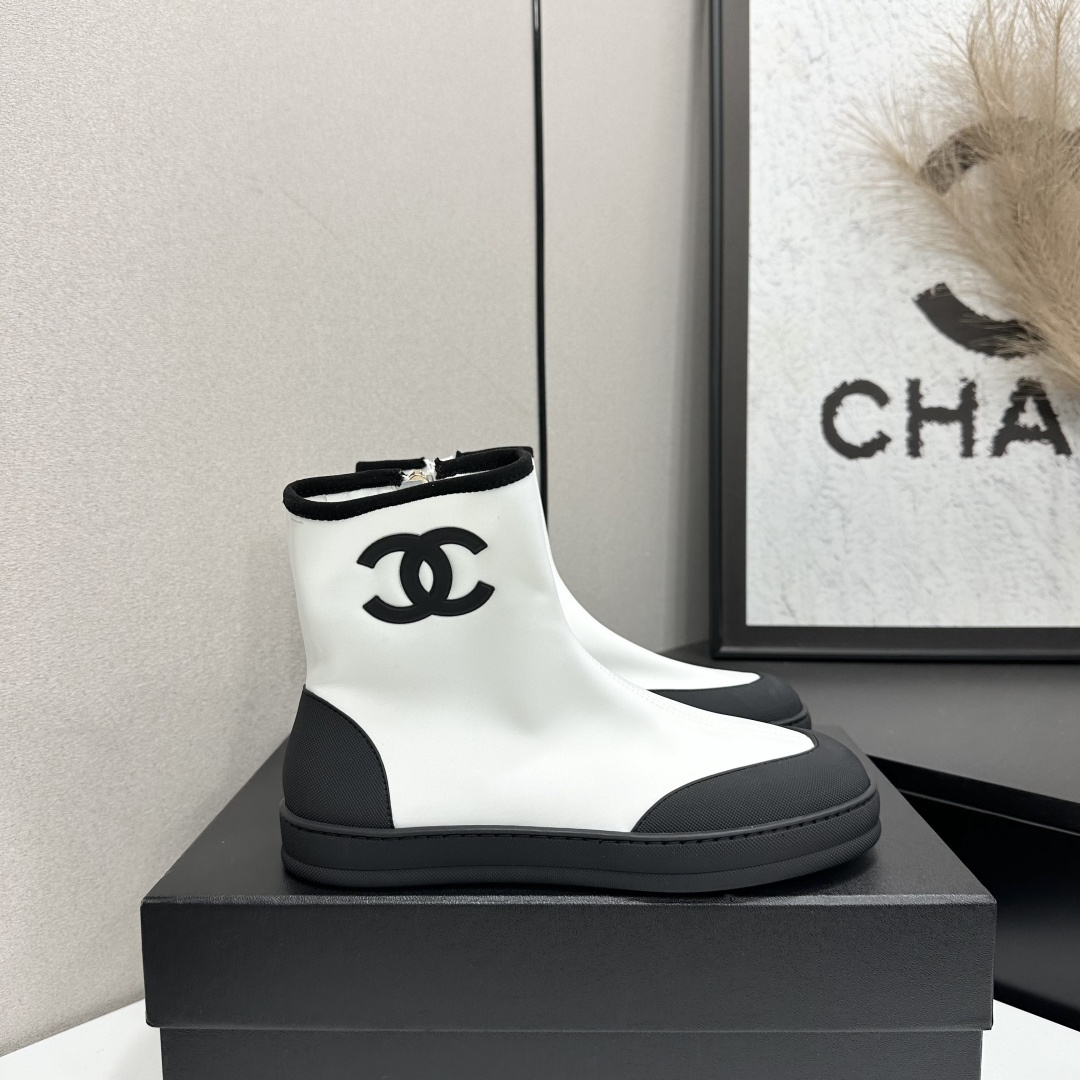 Women Black White Color Block Stretch Ankle Boots Side Zipper Platform Short Booties Casual Sock Boots