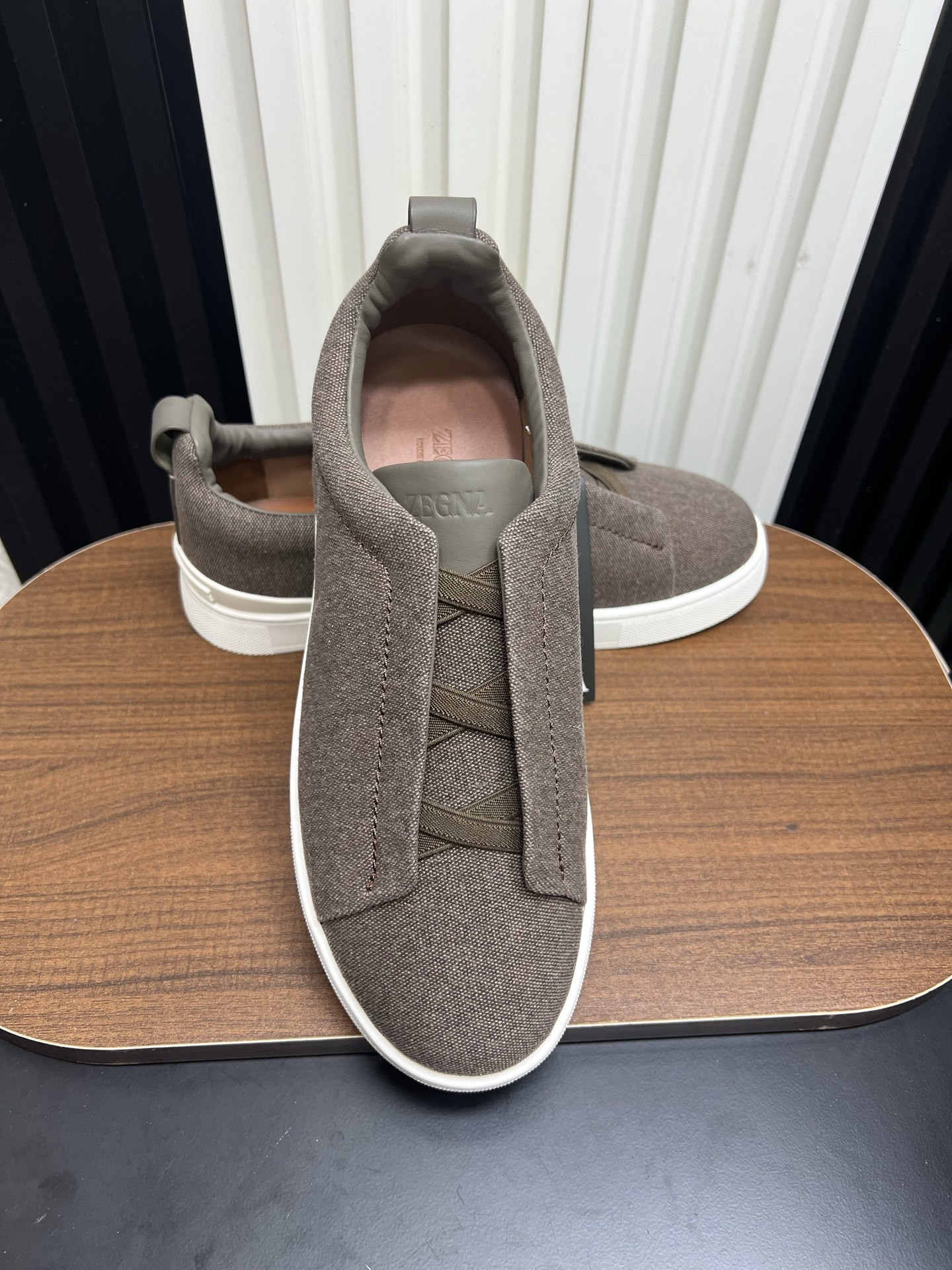 Men Slip-On Linen Canvas Casual Shoes Coffee Laceless Walking Sneakers