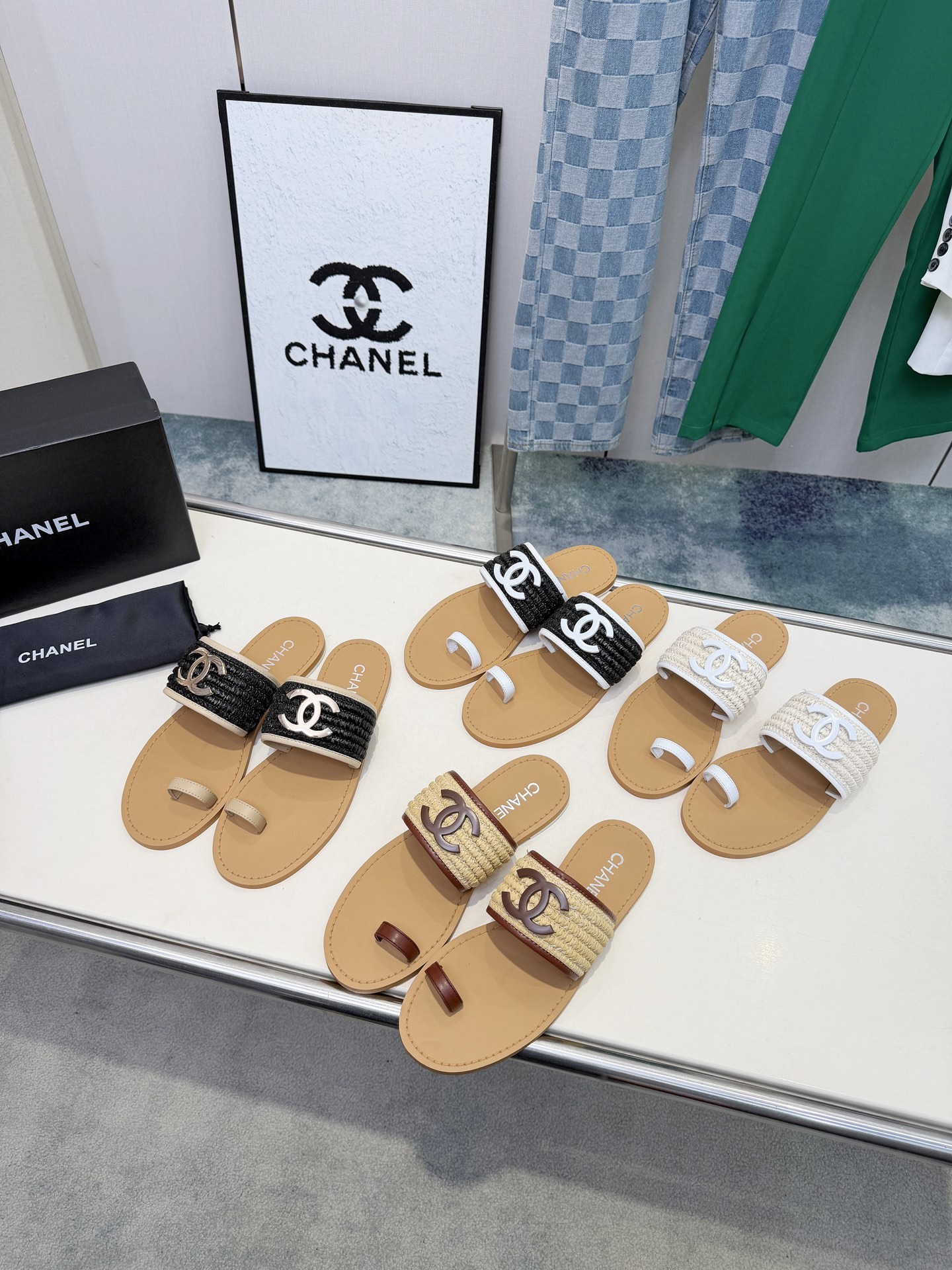 Women Woven Strap Flat Slide Sandals Summer Open Toe Slip On Casual Beach Slippers For Ladies