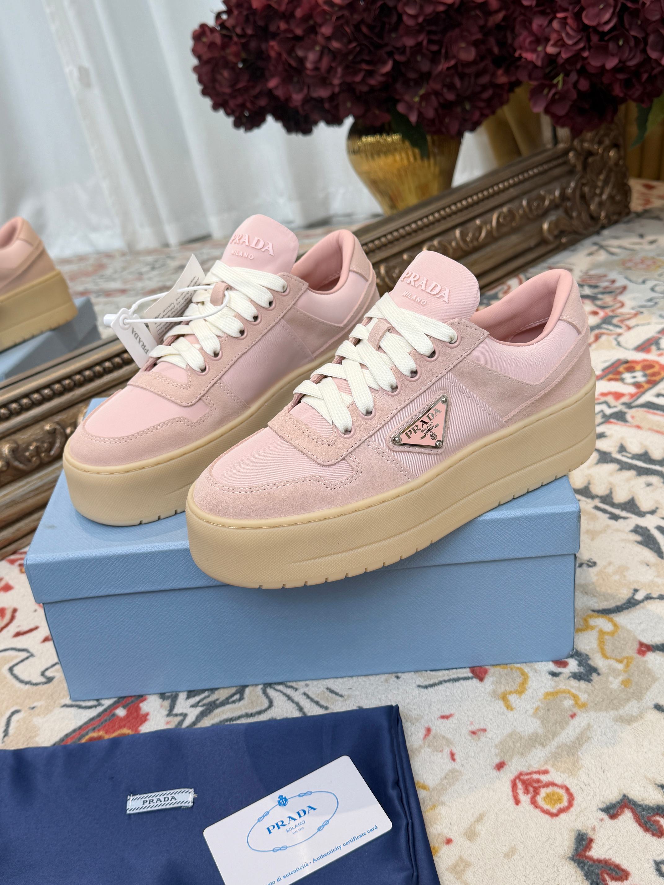 Women Pink Suede Platform Sneakers Lace Up Thick Sole Casual Walking Shoes