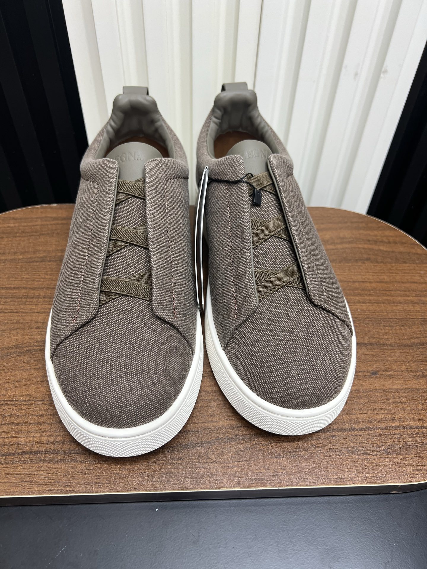 Men Slip-On Linen Canvas Casual Shoes Coffee Laceless Walking Sneakers