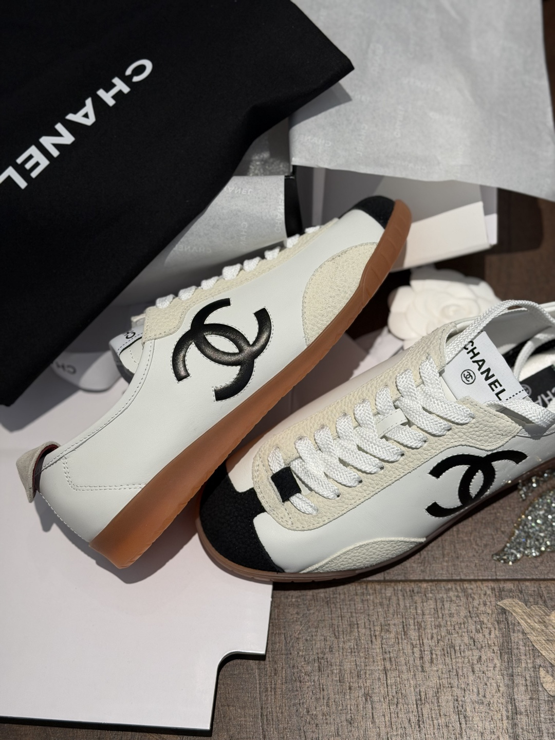 Women White Color Block Leather German Trainers Retro Lace Up Flat Casual Sneakers