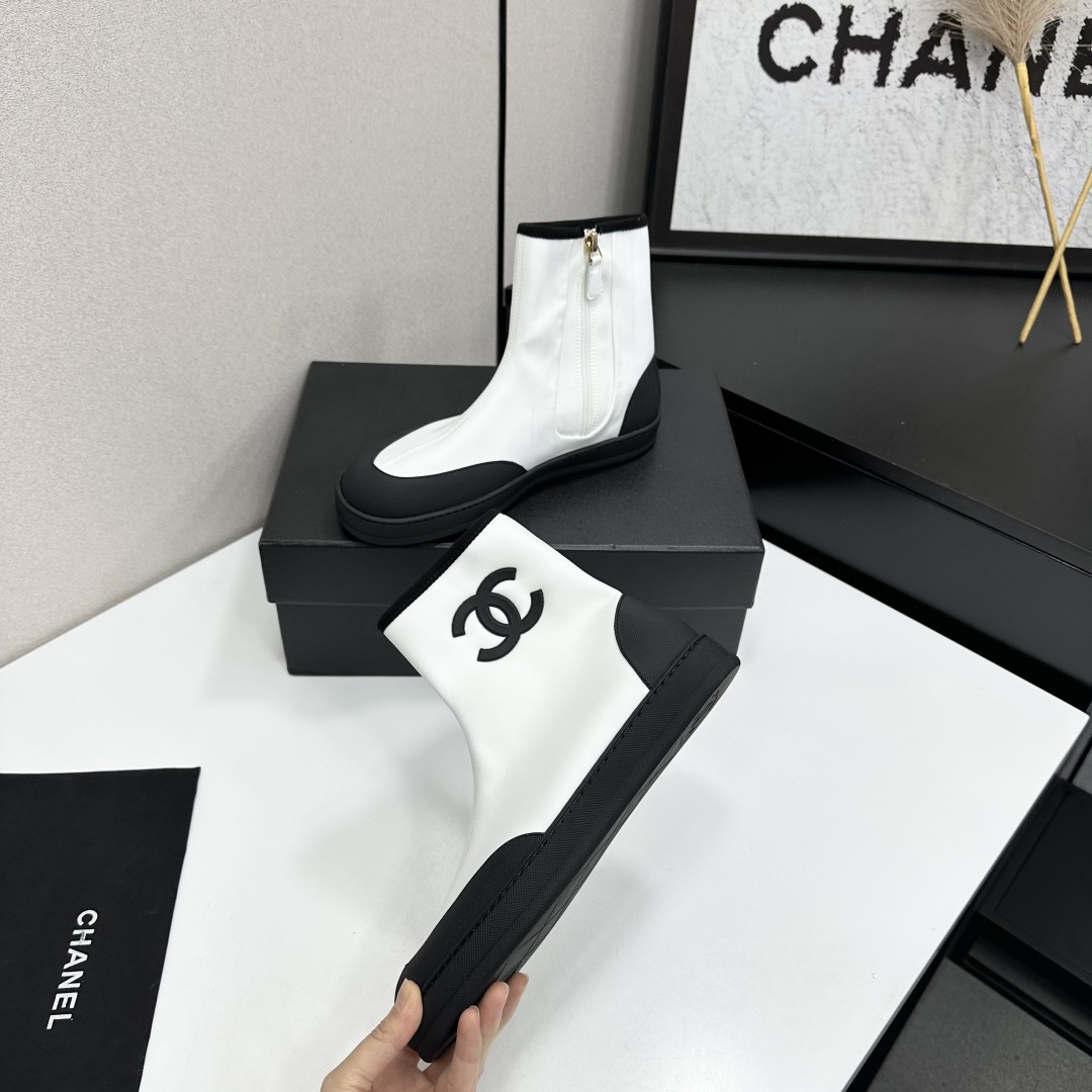 Women Black White Color Block Stretch Ankle Boots Side Zipper Platform Short Booties Casual Sock Boots