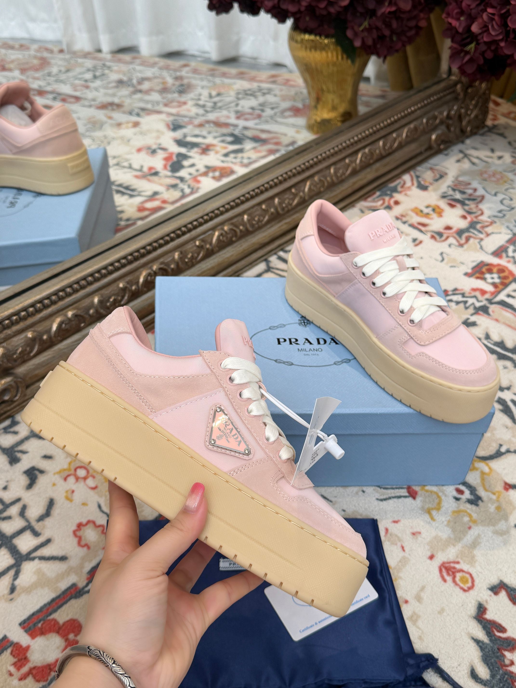 Women Pink Suede Platform Sneakers Lace Up Thick Sole Casual Walking Shoes