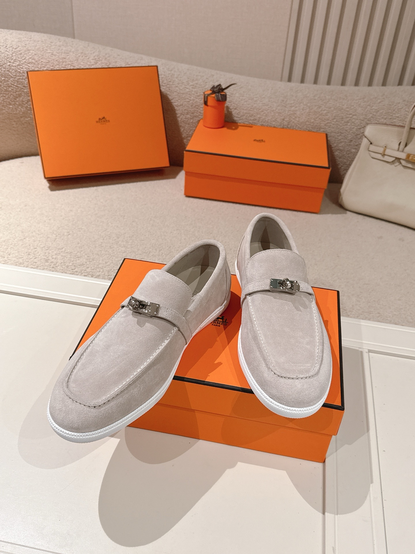 Women Suede Metal Buckle Loafers Casual Flat Slip On Shoes