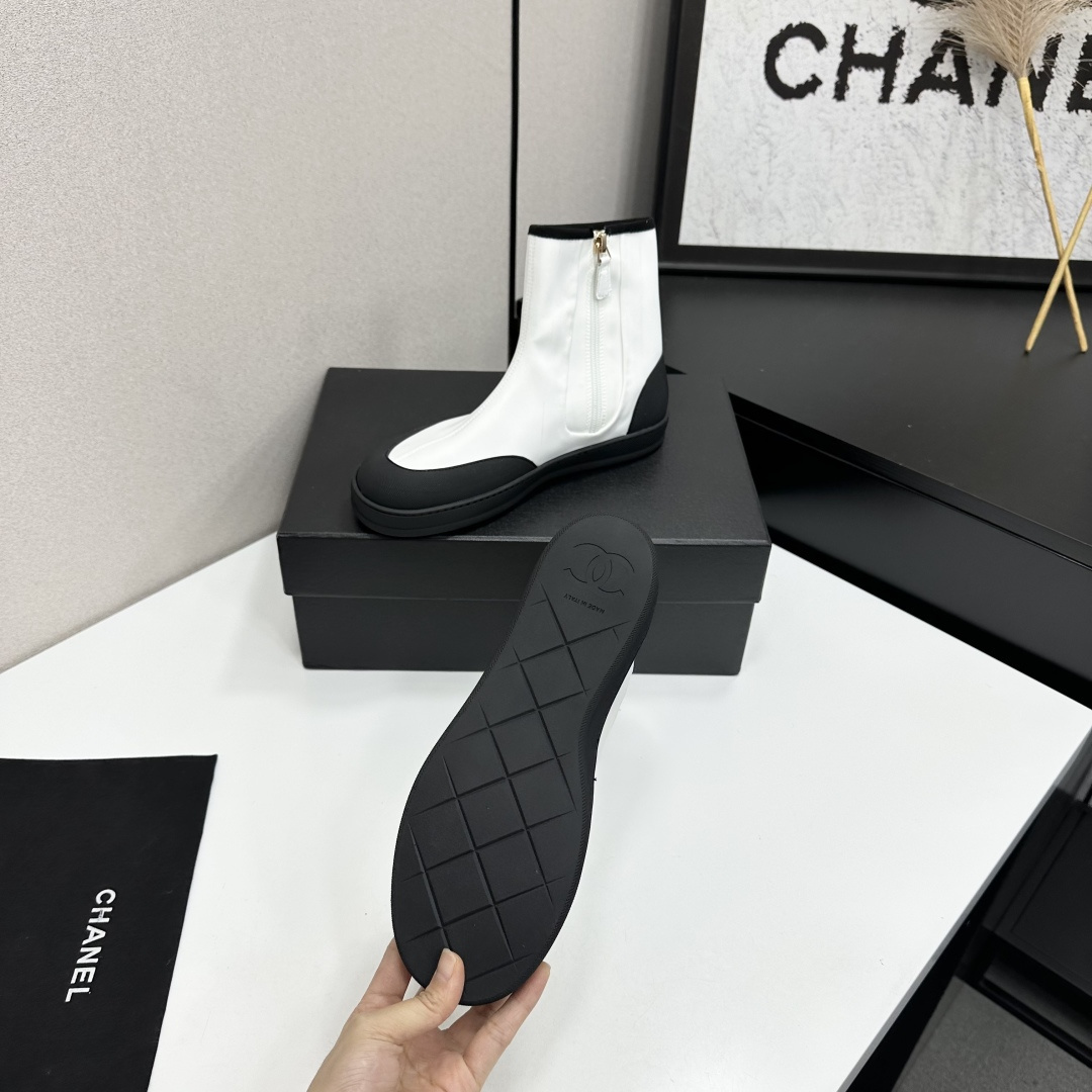 Women Black White Color Block Stretch Ankle Boots Side Zipper Platform Short Booties Casual Sock Boots