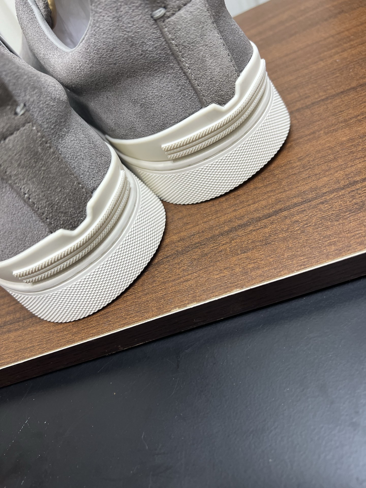 Men Slip-On Suede Casual Shoes Grey Laceless Walking Sneakers