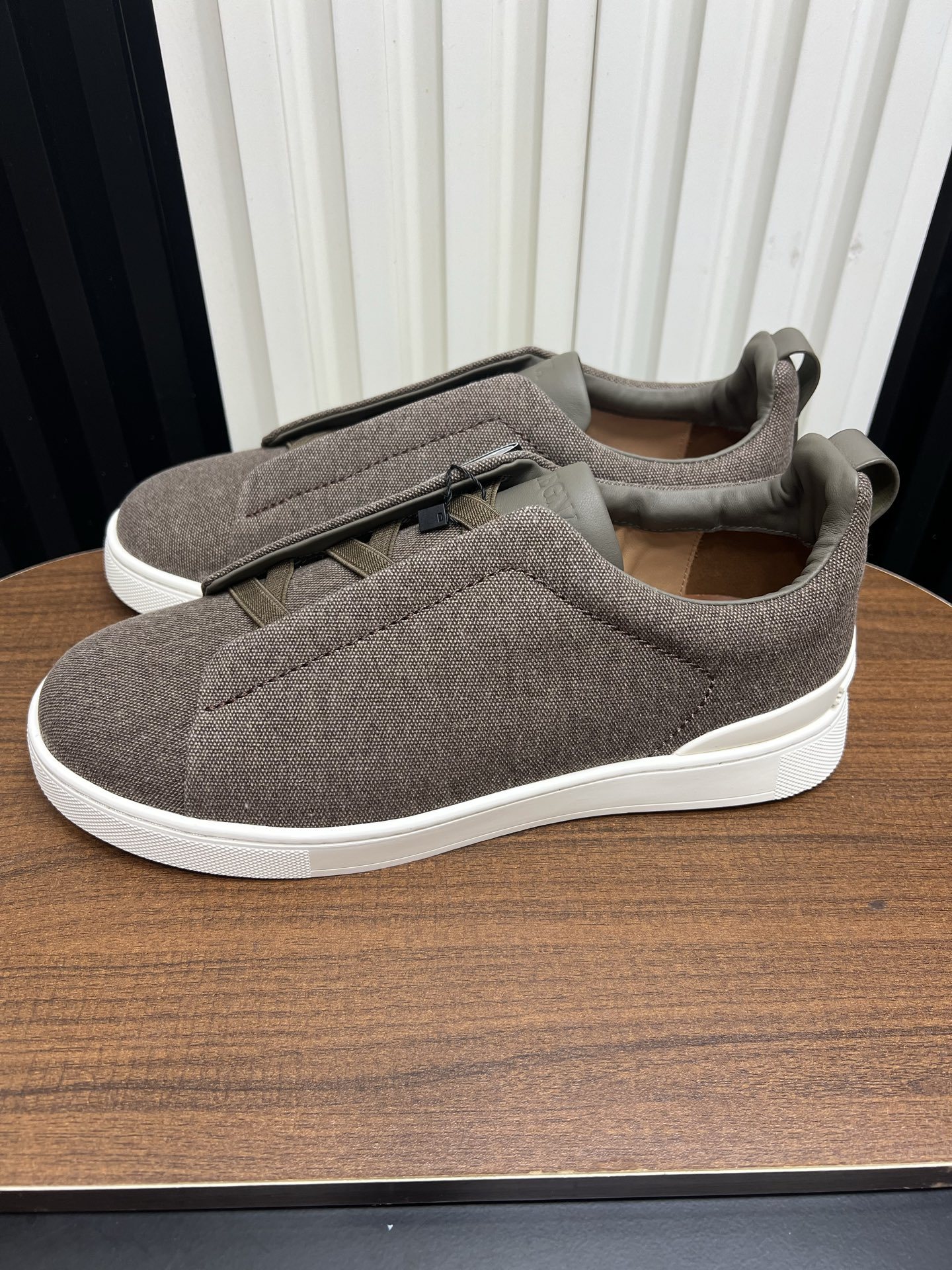 Men Slip-On Linen Canvas Casual Shoes Coffee Laceless Walking Sneakers