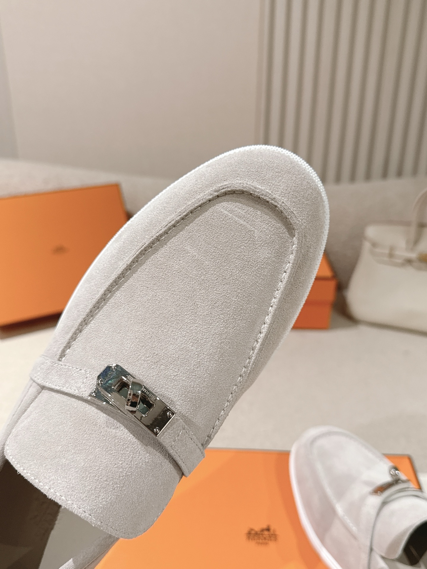 Women Suede Metal Buckle Loafers Casual Flat Slip On Shoes