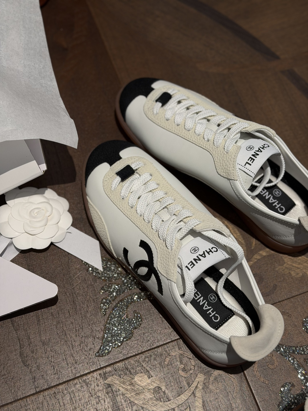 Women White Color Block Leather German Trainers Retro Lace Up Flat Casual Sneakers