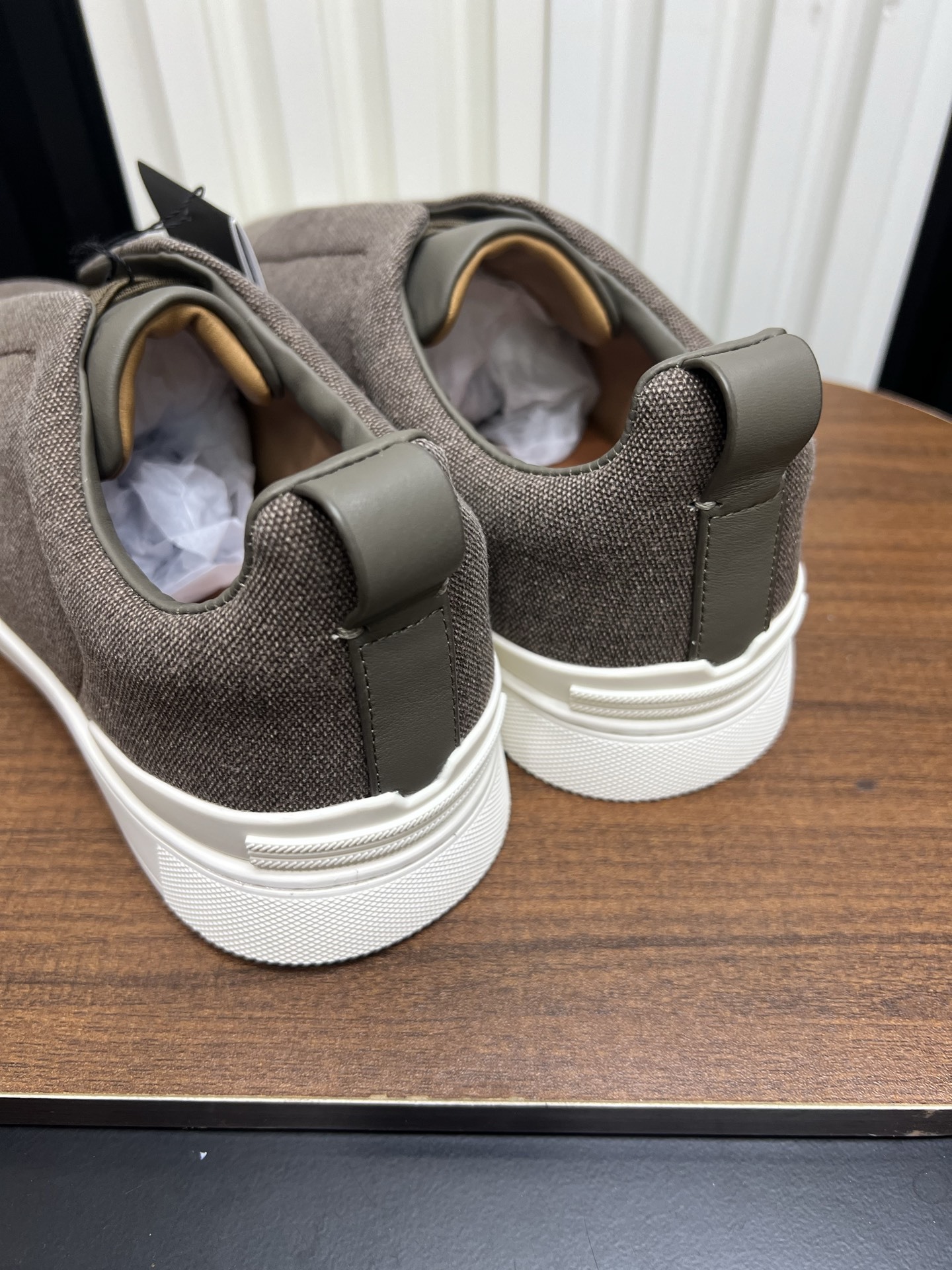Men Slip-On Linen Canvas Casual Shoes Coffee Laceless Walking Sneakers
