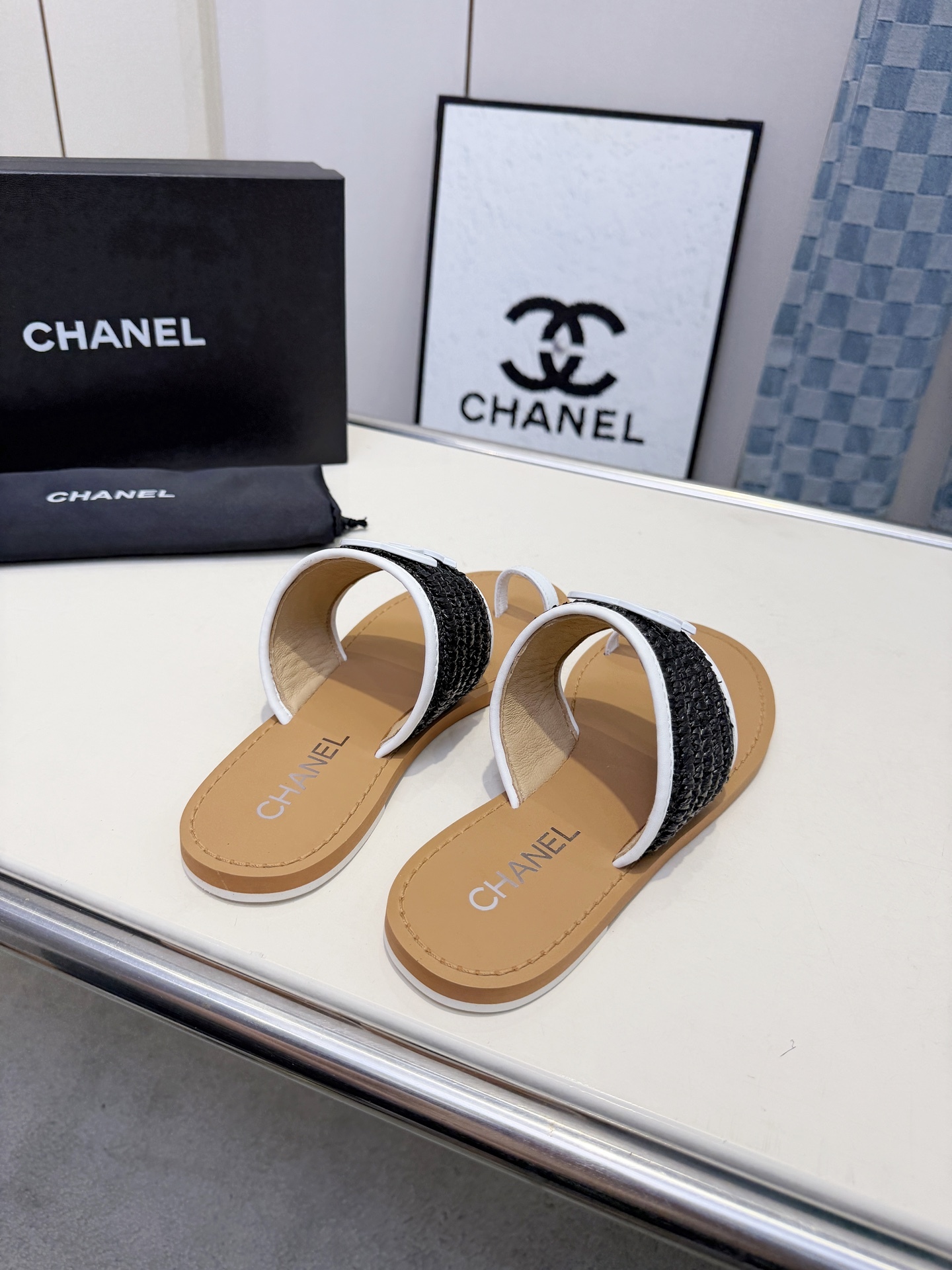 Women Woven Strap Flat Slide Sandals Summer Open Toe Slip On Casual Beach Slippers For Ladies