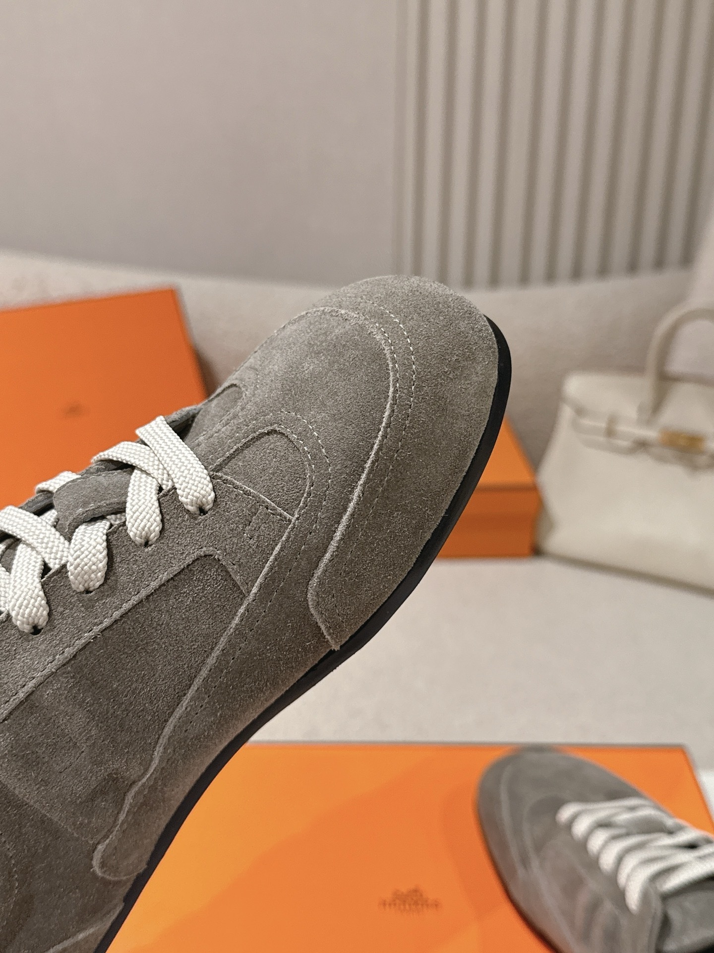 Women Gray Suede Retro Sneakers Light Lace Up German Trainer Flat Casual Walking Shoes