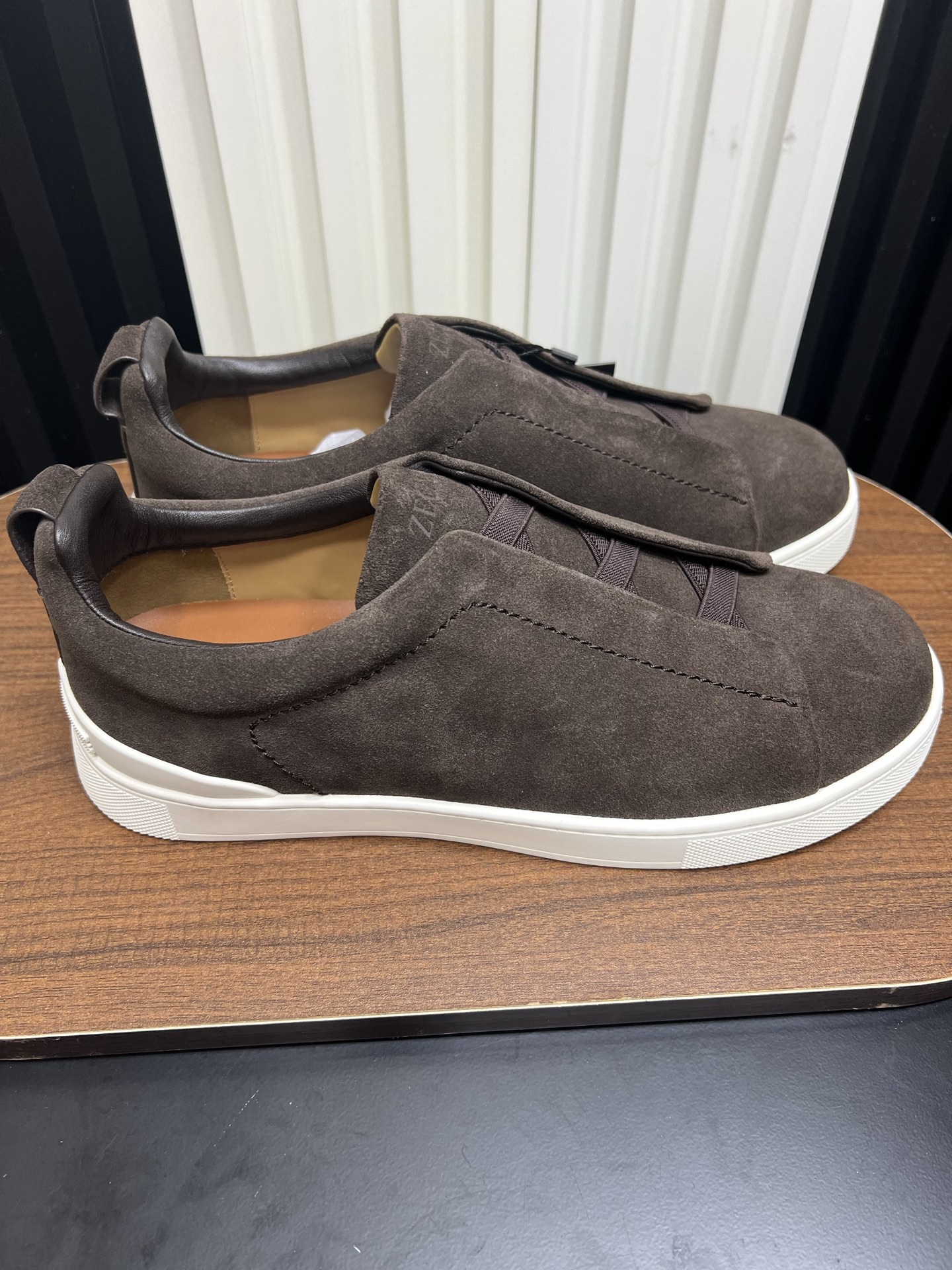 Men's Suede Triple Stitch Slip On Sneakers, Luxury Casual Low Top Walking Shoes, Comfort Fashion Flat Skate Shoes