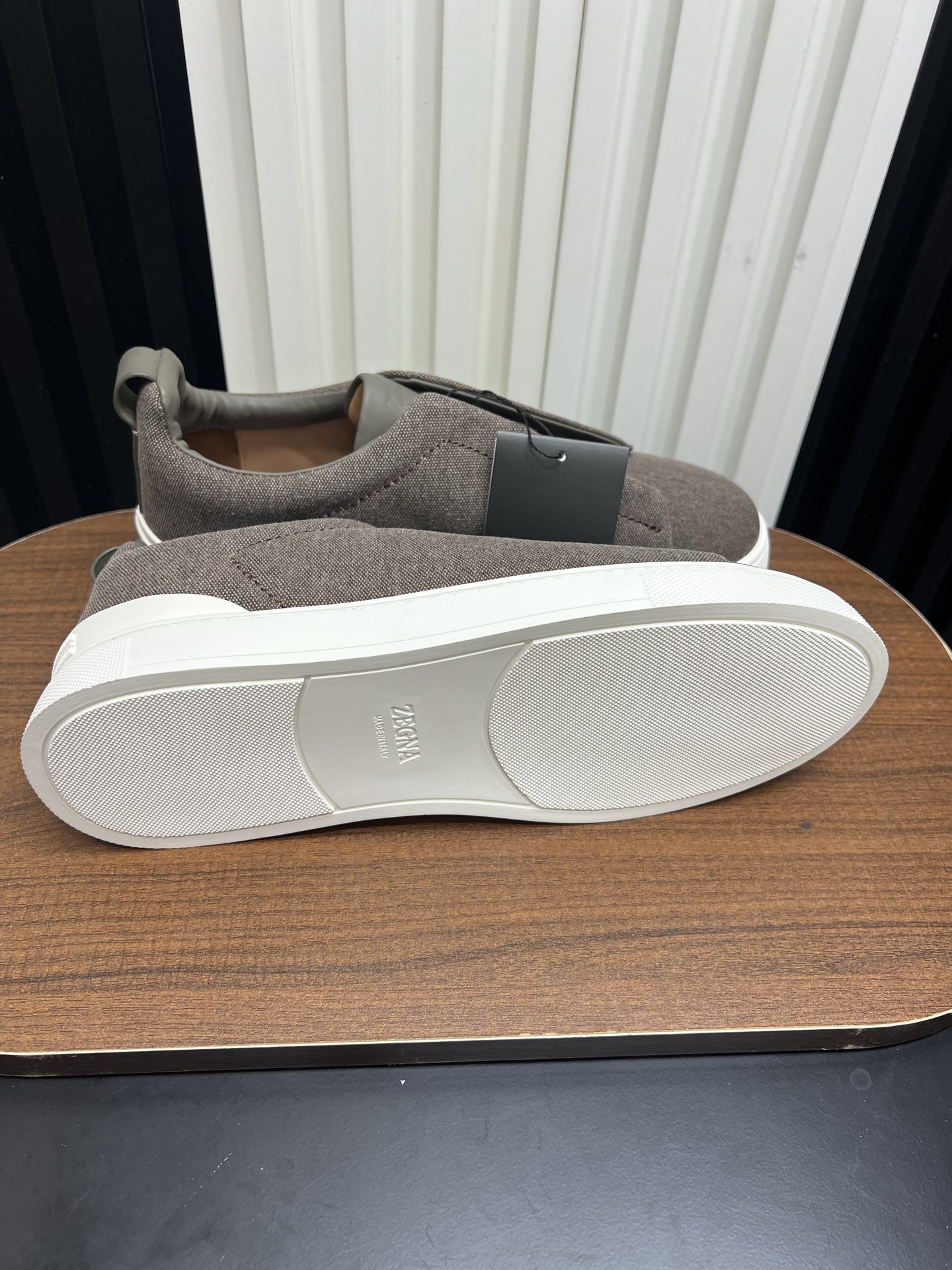 Men Slip-On Linen Canvas Casual Shoes Coffee Laceless Walking Sneakers