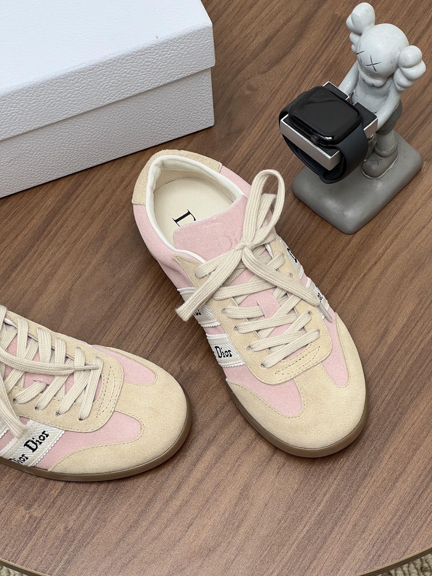 Women Pink Beige Color Block Retro Sneakers Lace Up Flat Casual Trainers