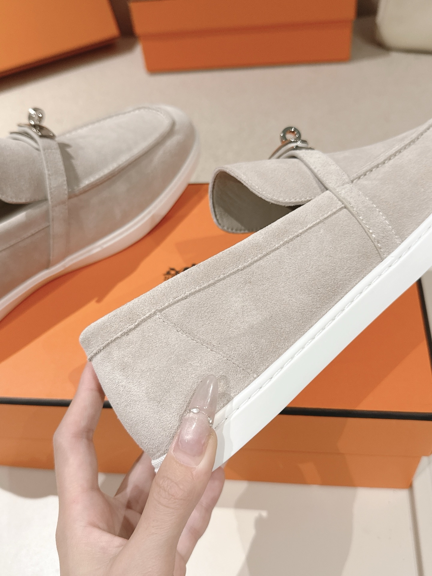 Women Suede Metal Buckle Loafers Casual Flat Slip On Shoes
