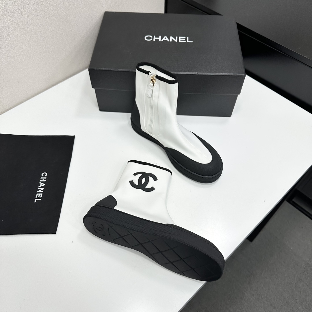 Women Black White Color Block Stretch Ankle Boots Side Zipper Platform Short Booties Casual Sock Boots