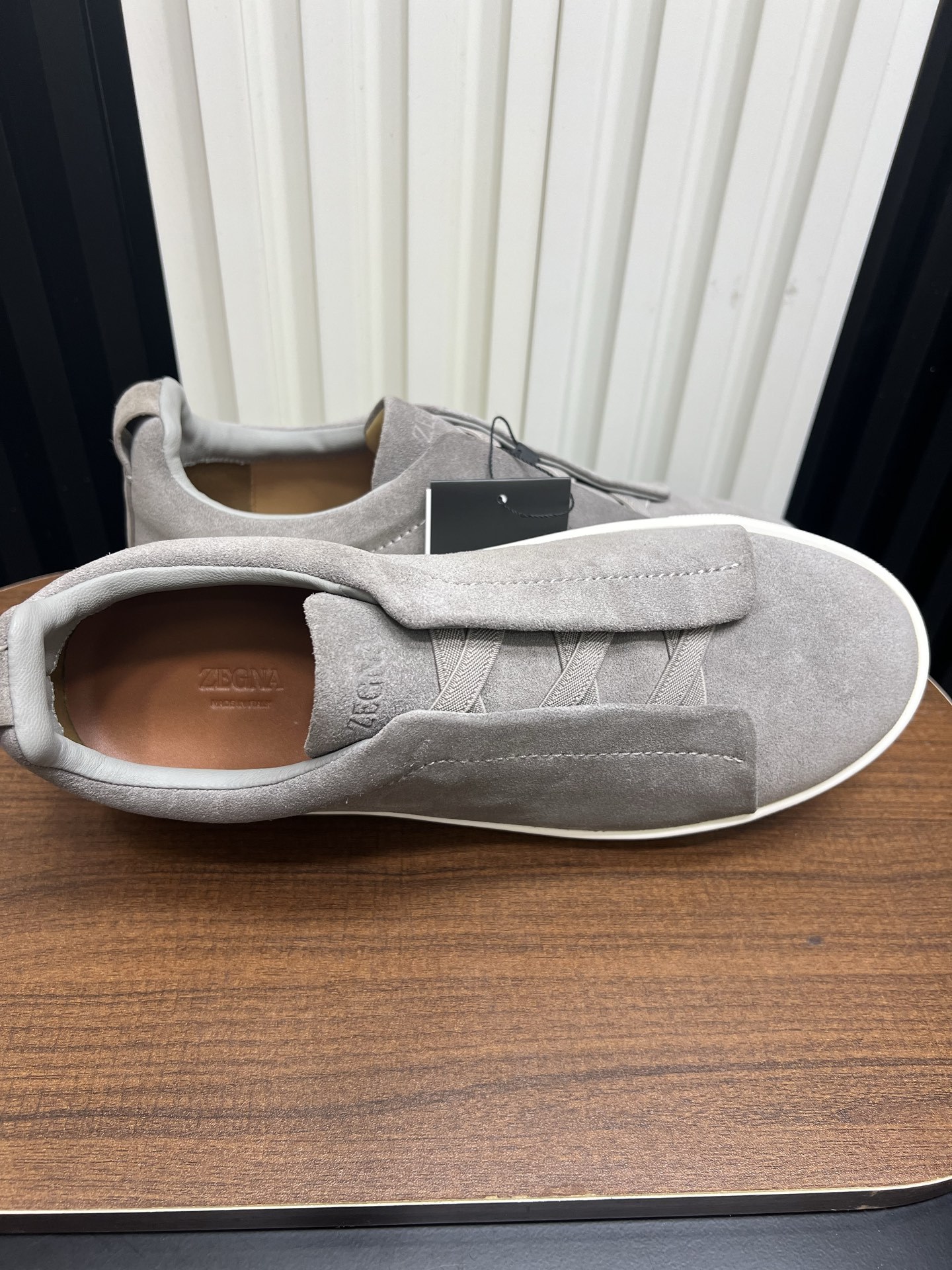 Men Slip-On Suede Casual Shoes Grey Laceless Walking Sneakers
