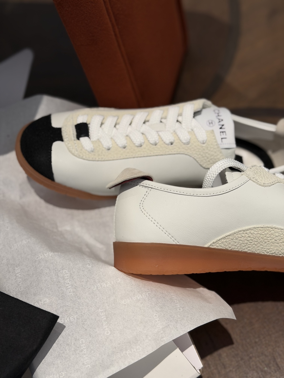Women White Color Block Leather German Trainers Retro Lace Up Flat Casual Sneakers