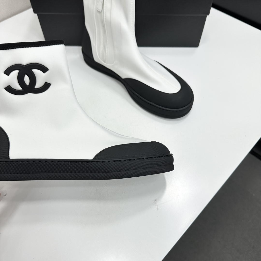 Women Black White Color Block Stretch Ankle Boots Side Zipper Platform Short Booties Casual Sock Boots