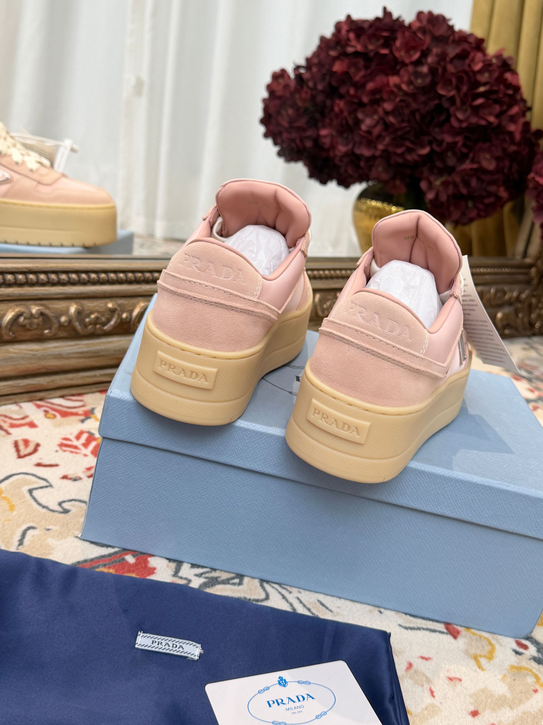 Women Pink Suede Platform Sneakers Lace Up Thick Sole Casual Walking Shoes