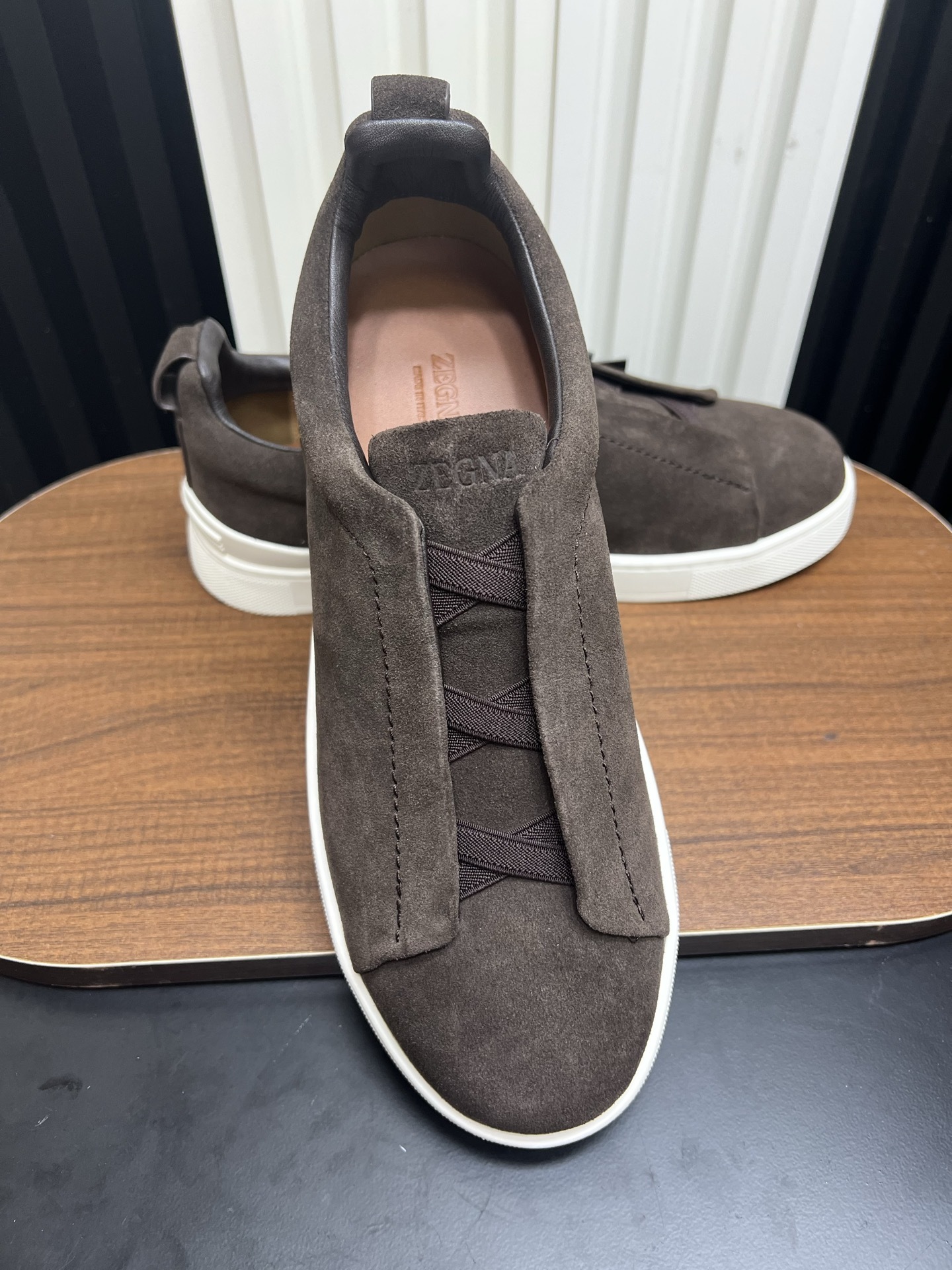 Men's Suede Triple Stitch Slip On Sneakers, Luxury Casual Low Top Walking Shoes, Comfort Fashion Flat Skate Shoes