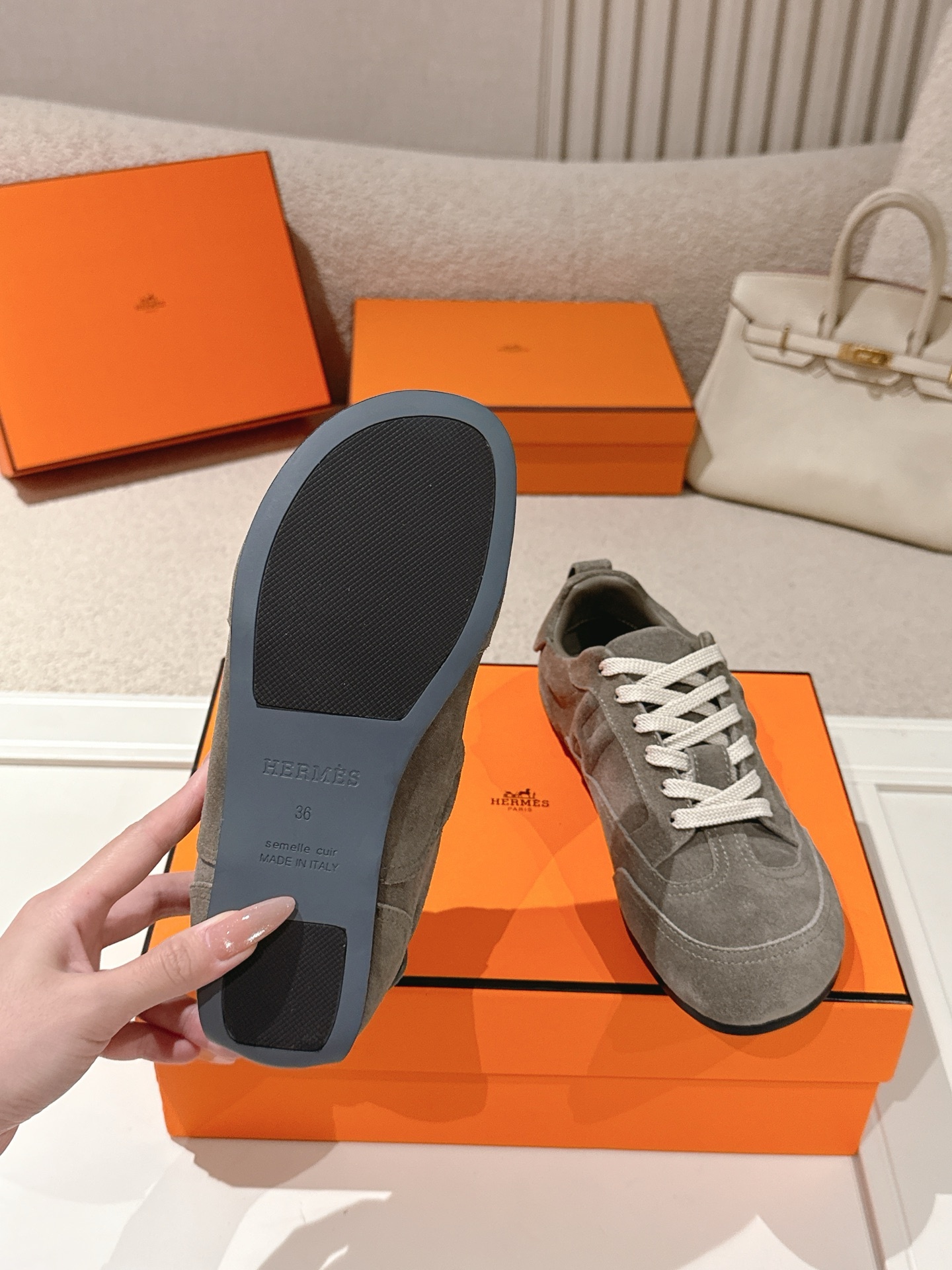 Women Gray Suede Retro Sneakers Light Lace Up German Trainer Flat Casual Walking Shoes
