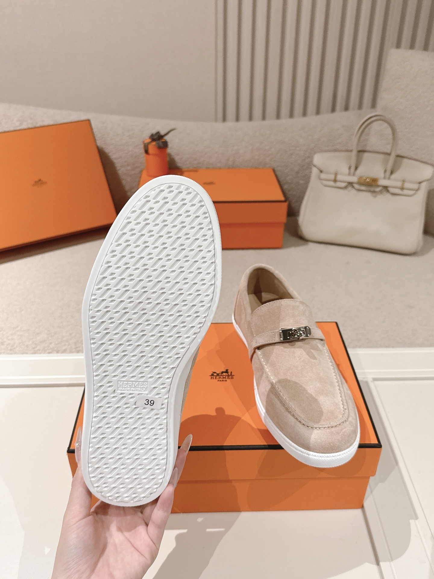 Women Suede Metal Buckle Loafers Casual Flat Slip On Shoes