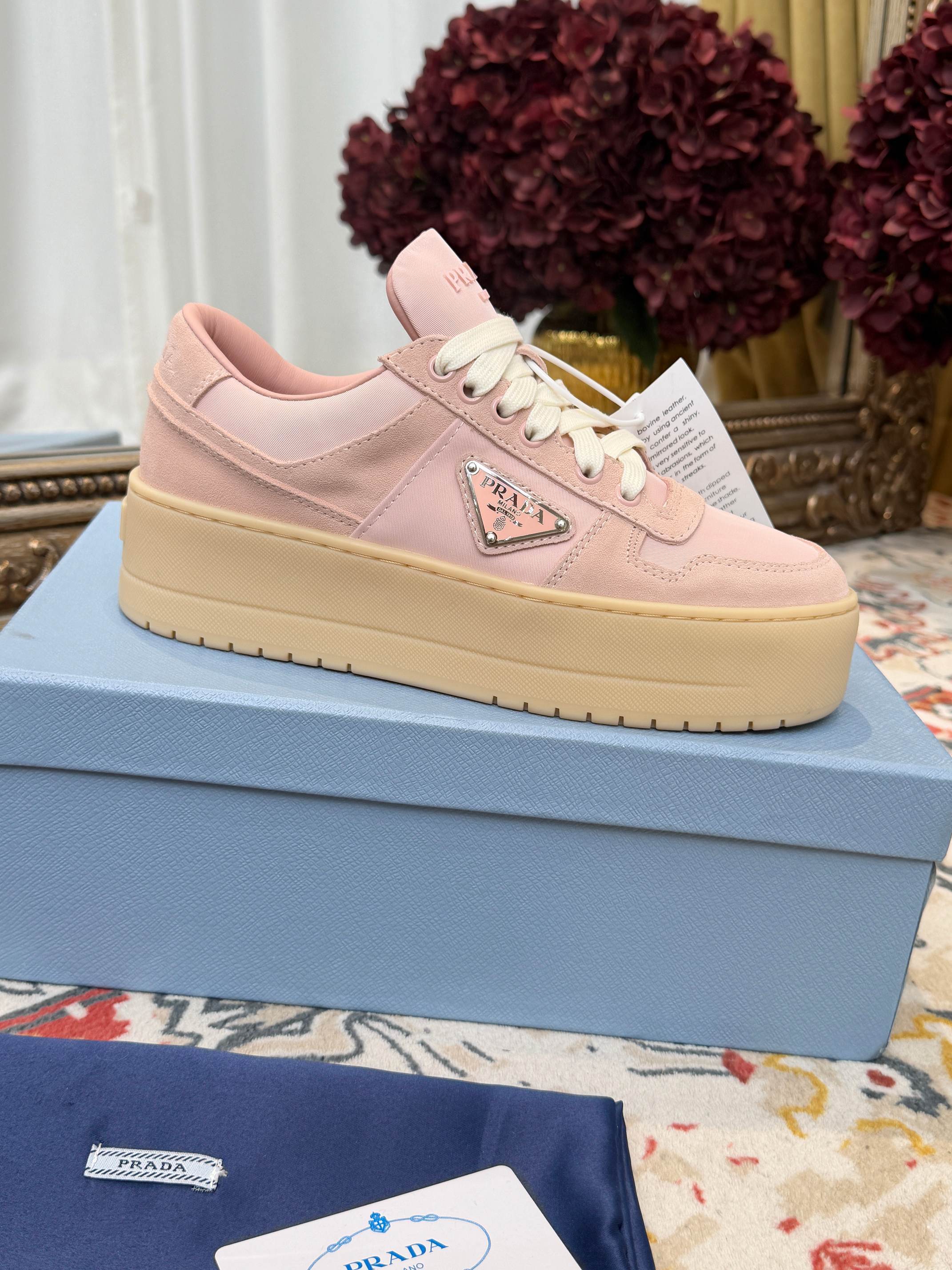 Women Pink Suede Platform Sneakers Lace Up Thick Sole Casual Walking Shoes