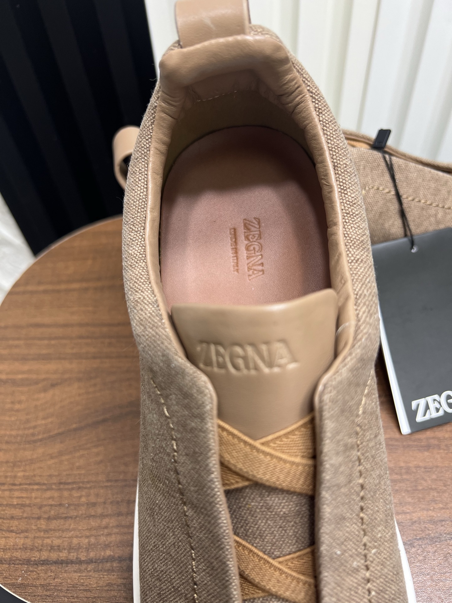 Men Brown Fabric Laceless Slip On Sneakers Low Top Casual Walking Shoes
