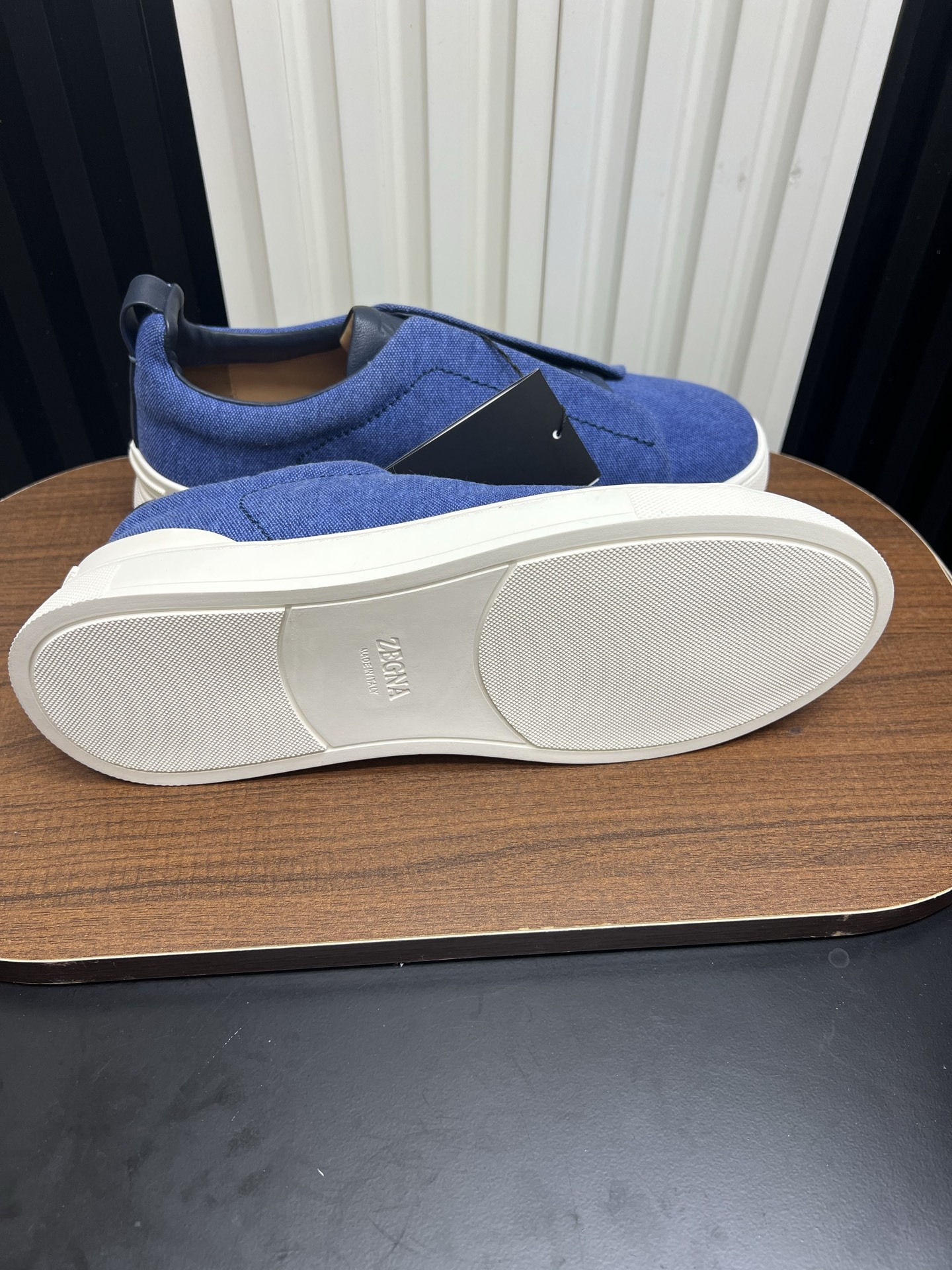 Men Slip-On Canvas Casual Shoes Blue Laceless Walking Sneakers
