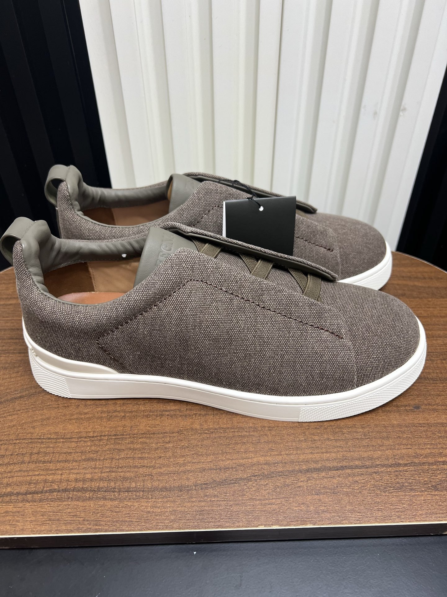 Men Slip-On Linen Canvas Casual Shoes Coffee Laceless Walking Sneakers