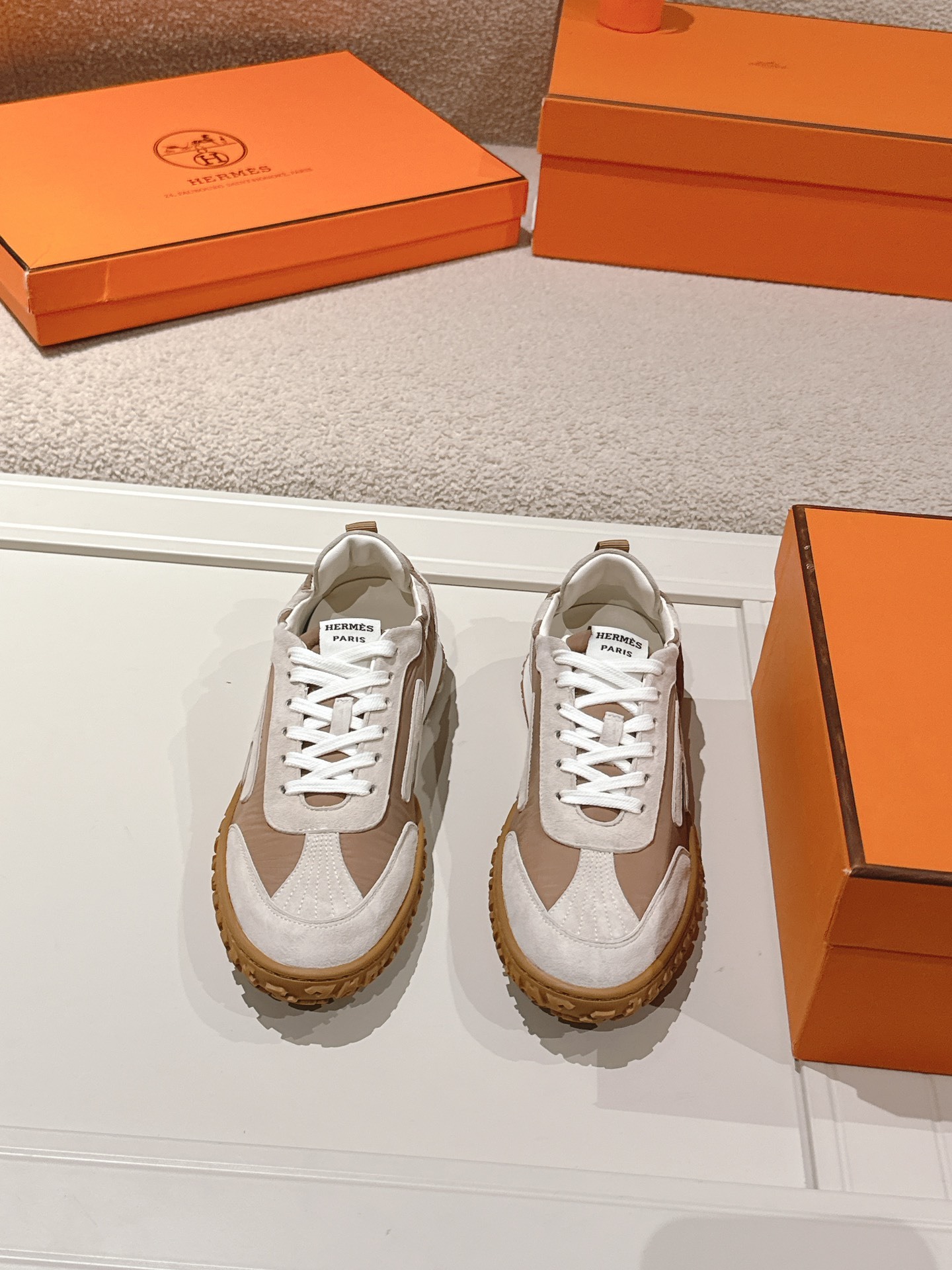 Women Retro Brown Patchwork Sneakers Suede Stitching Non Slip Gum Sole Casual Walking Trainers