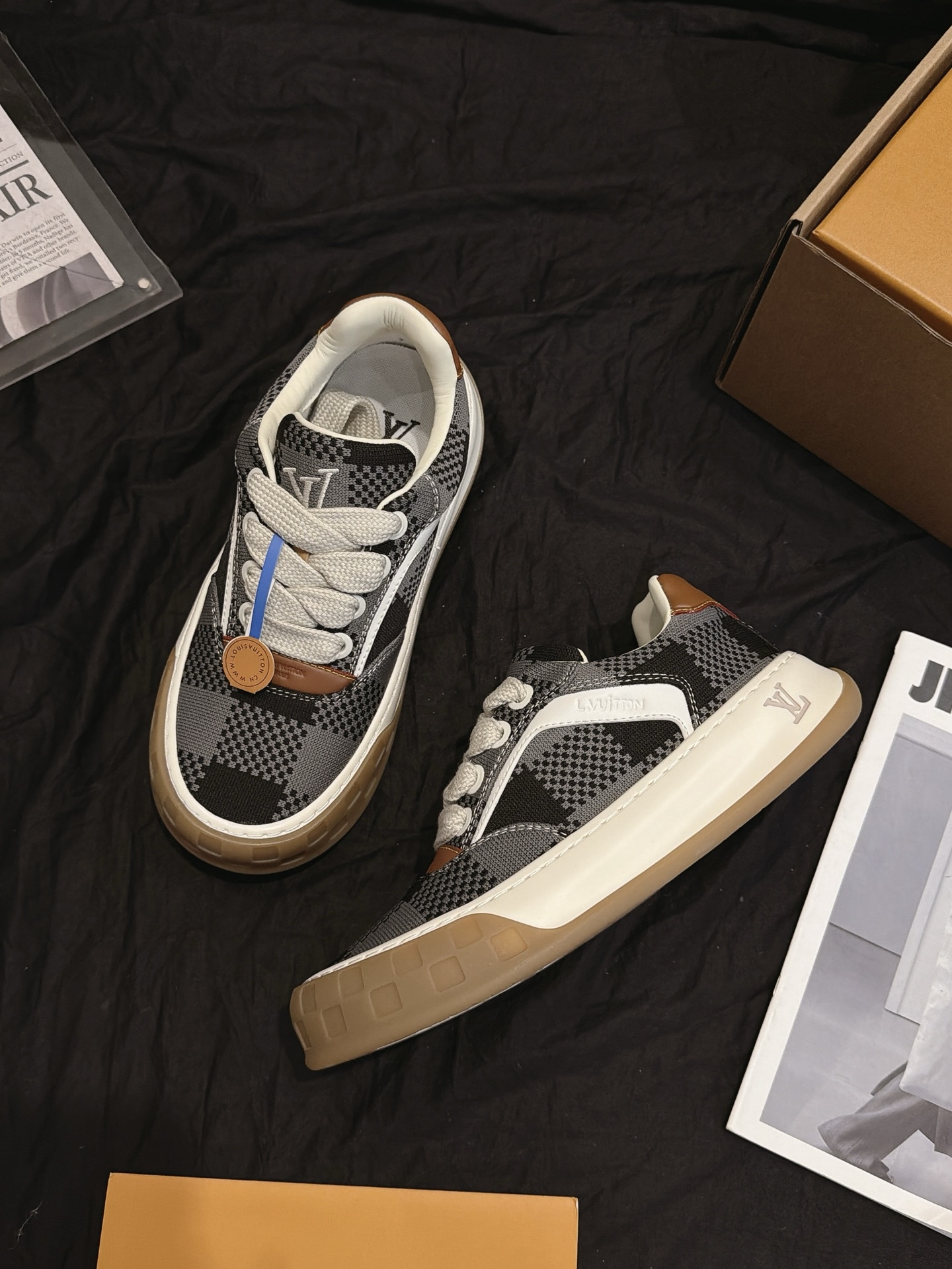 Black White Plaid Canvas Skate Shoes Retro Gum Rubber Sole Fashion Casual Sneakers Unisex
