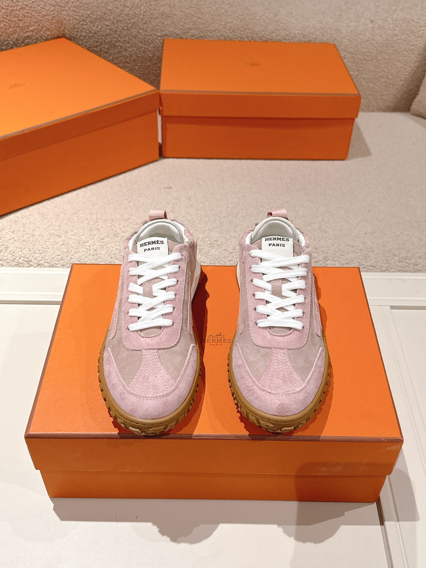 Pink Suede Patchwork Retro Sneakers Women Lace Up Non-Slip Gum Rubber Sole Lightweight Daily Walking Casual Trainers