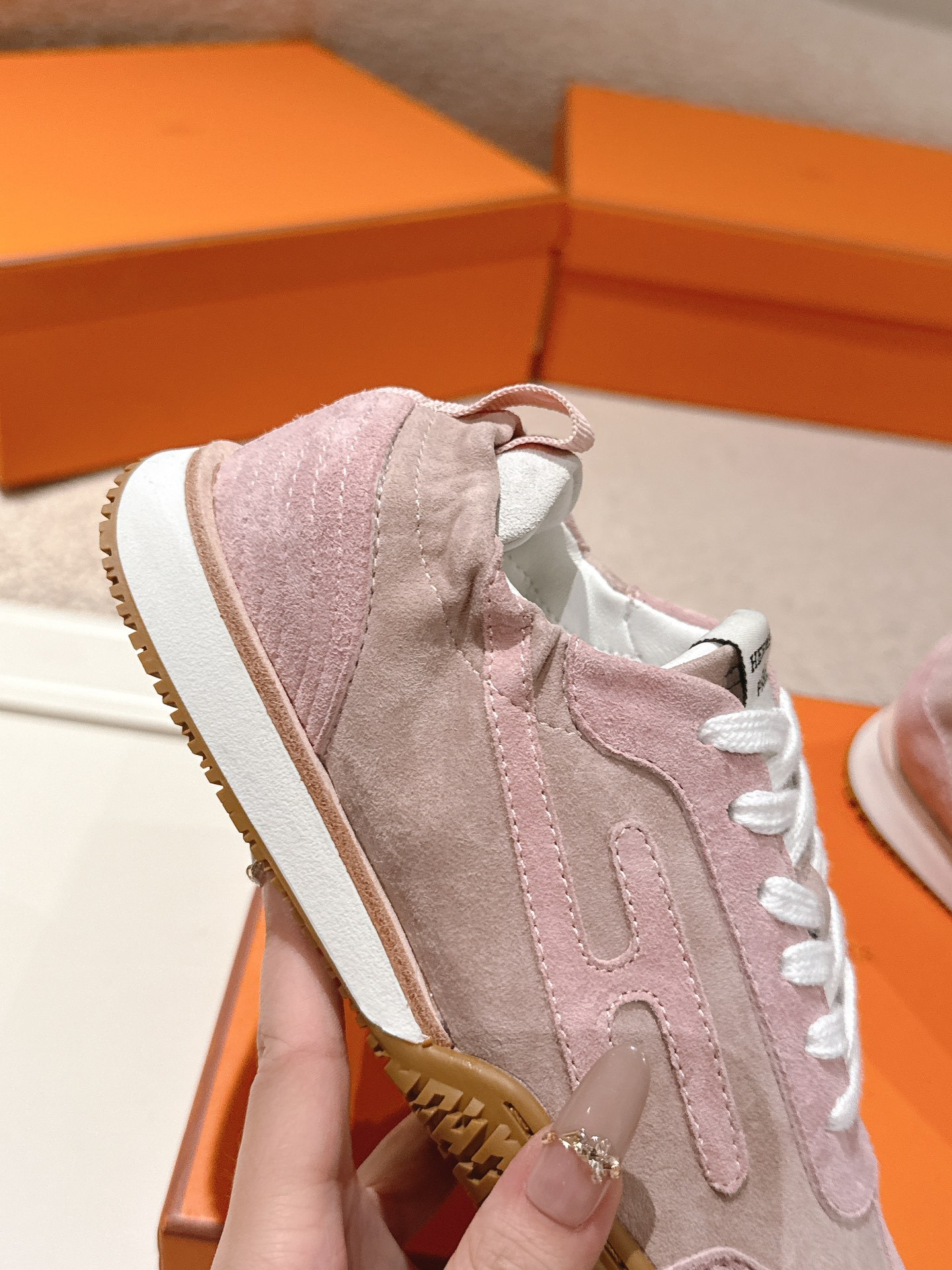 Pink Suede Patchwork Retro Sneakers Women Lace Up Non-Slip Gum Rubber Sole Lightweight Daily Walking Casual Trainers