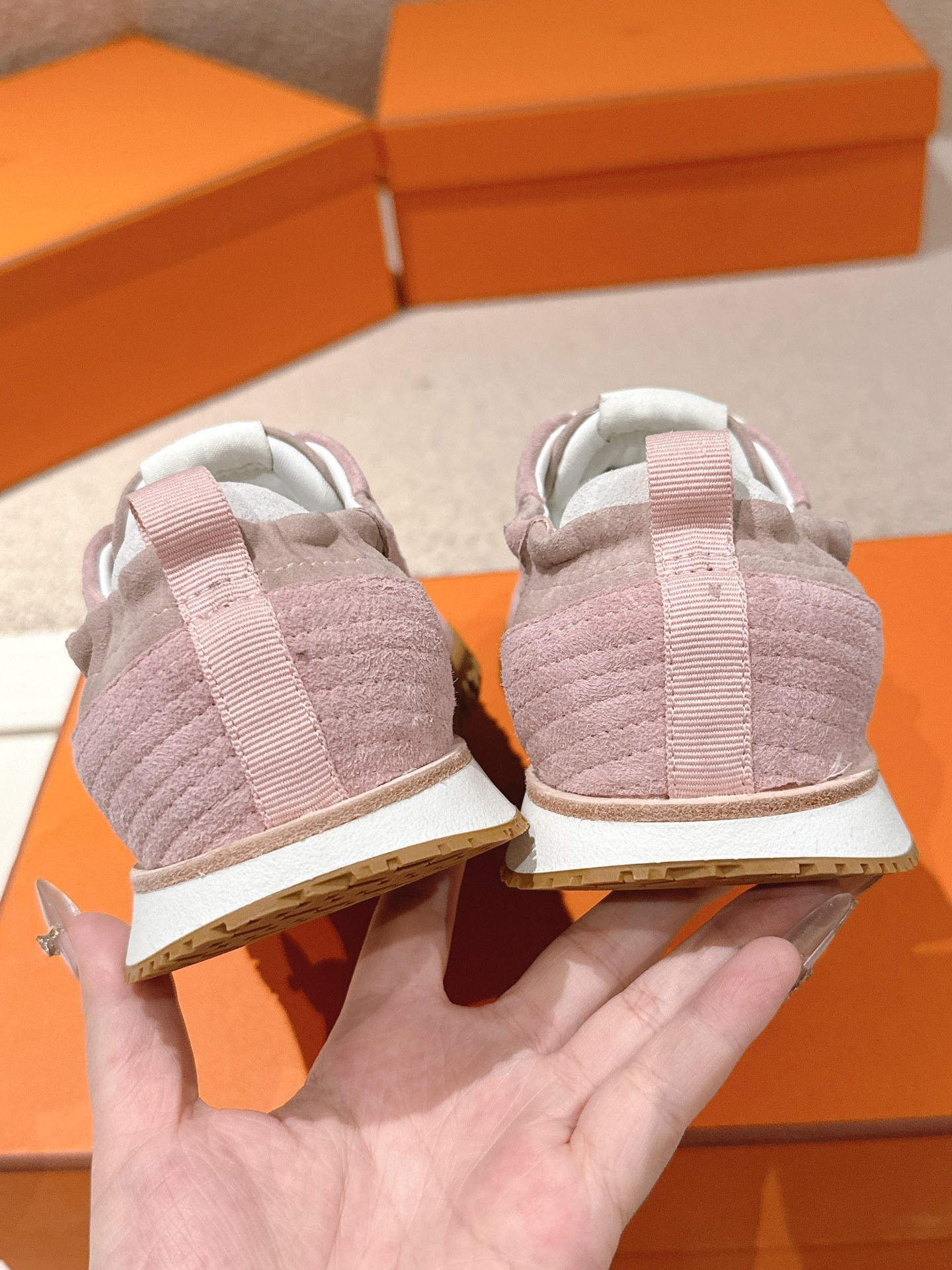 Pink Suede Patchwork Retro Sneakers Women Lace Up Non-Slip Gum Rubber Sole Lightweight Daily Walking Casual Trainers