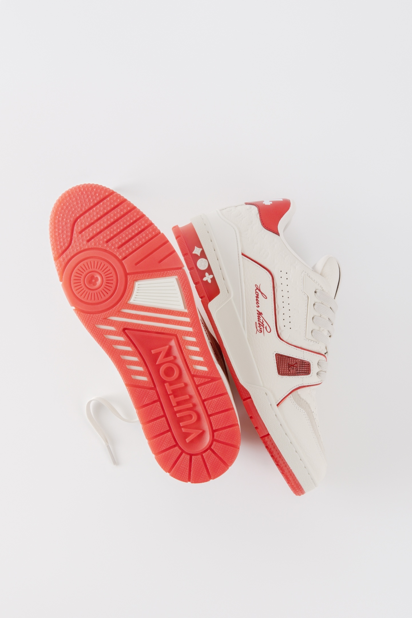 White Red Stitching Leather Low Top Sneakers Unisex Fashion Skate Casual Shoes