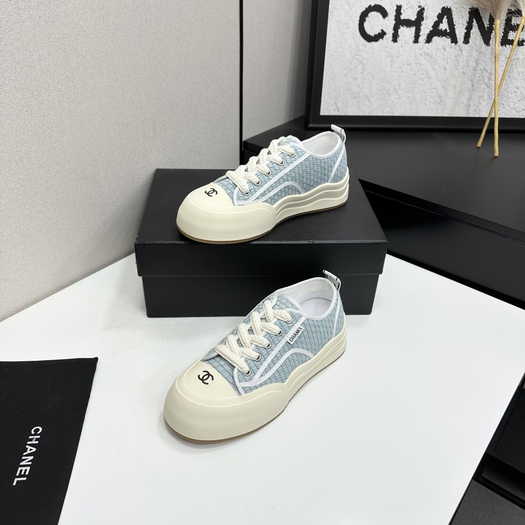 Women Light Blue Jacquard Wave Platform Canvas Shoes Height Increasing Non Slip Casual Skate Sneakers