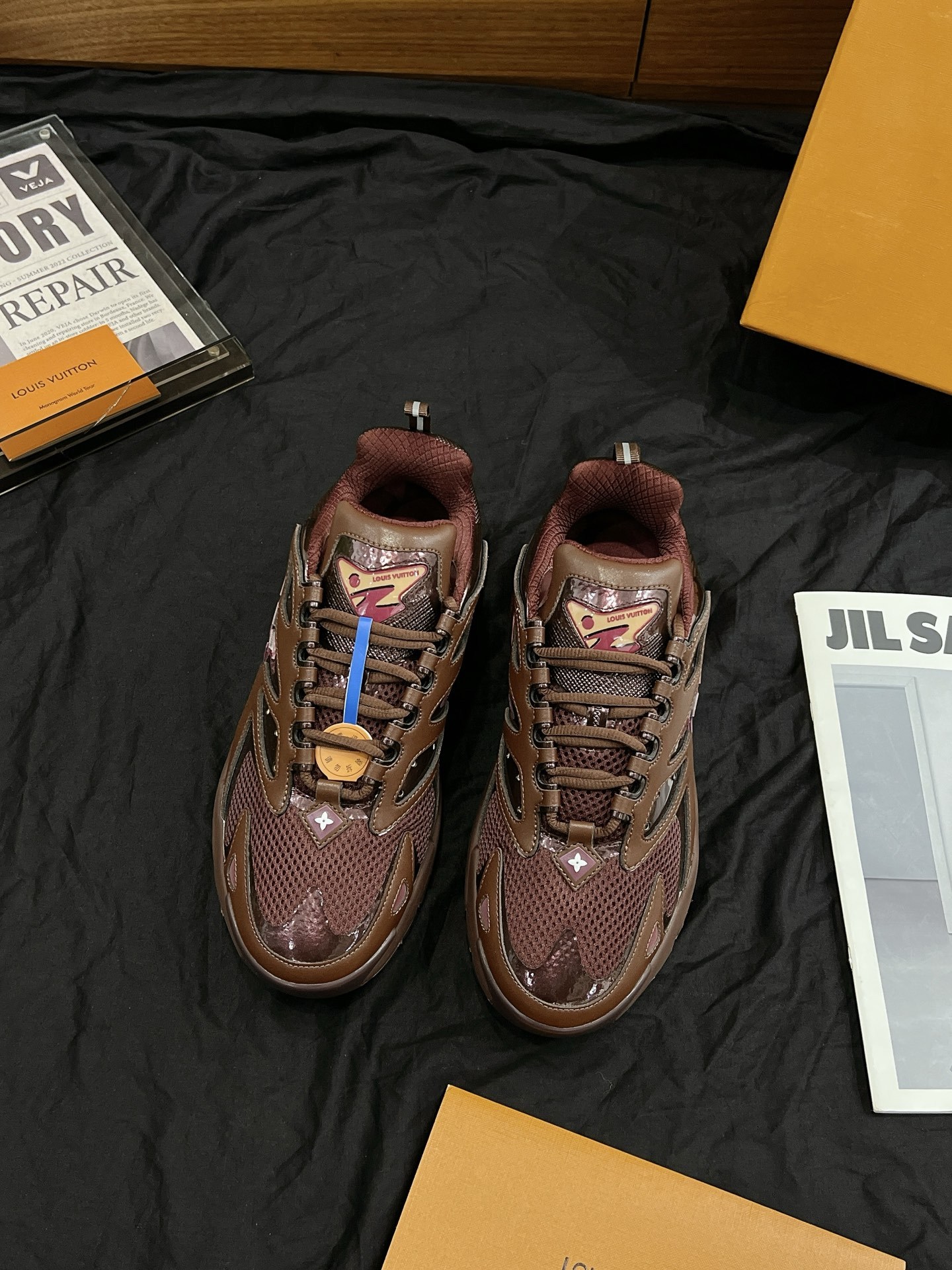 Brown Pink Color Block Chunky Platform Dad Shoes Men Breathable Mesh Outdoor Non-Slip Fashion Retro Casual Sneakers