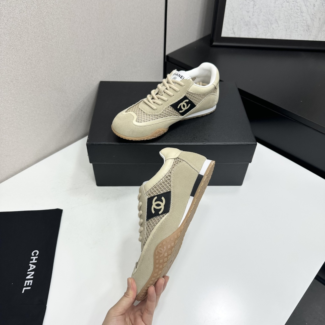 Women Khaki Mesh Suede Patchwork Sneakers Wear Resistant Gum Sole Retro Low Top Casual Walking Trainers