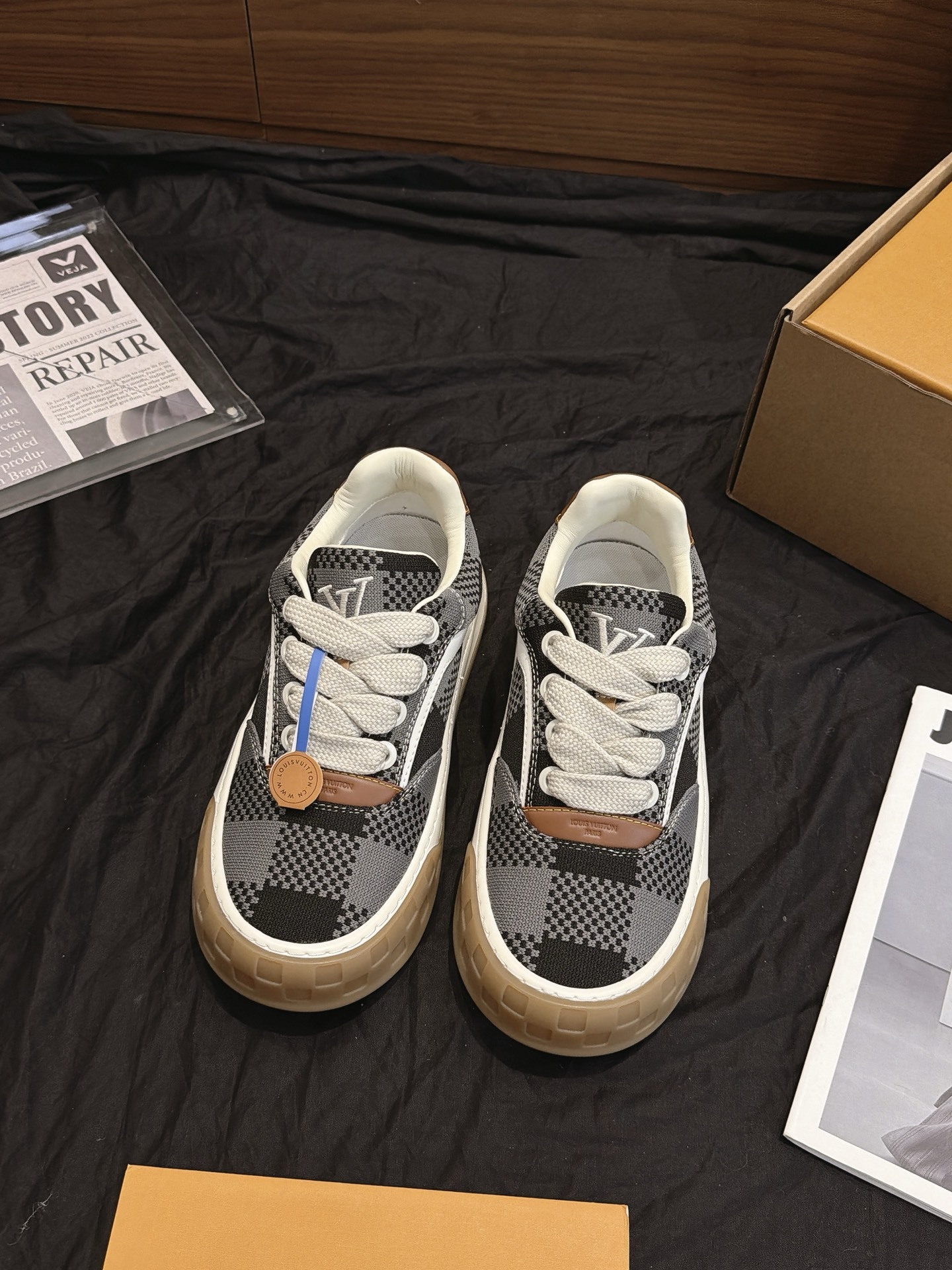 Black White Plaid Canvas Skate Shoes Retro Gum Rubber Sole Fashion Casual Sneakers Unisex