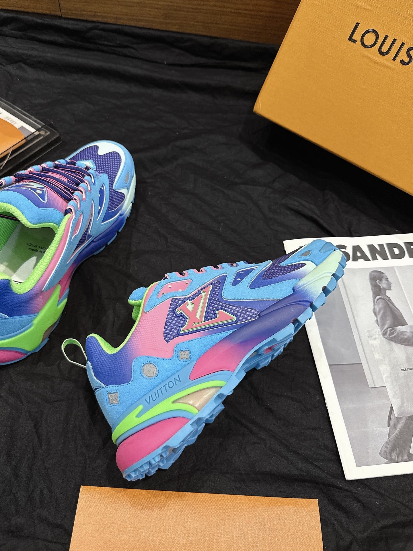 Gradient Blue Pink Green Colorblock Chunky Sneakers Men Breathable Mesh Platform Casual Dad Shoes Fashion Outdoor Sports Trainers