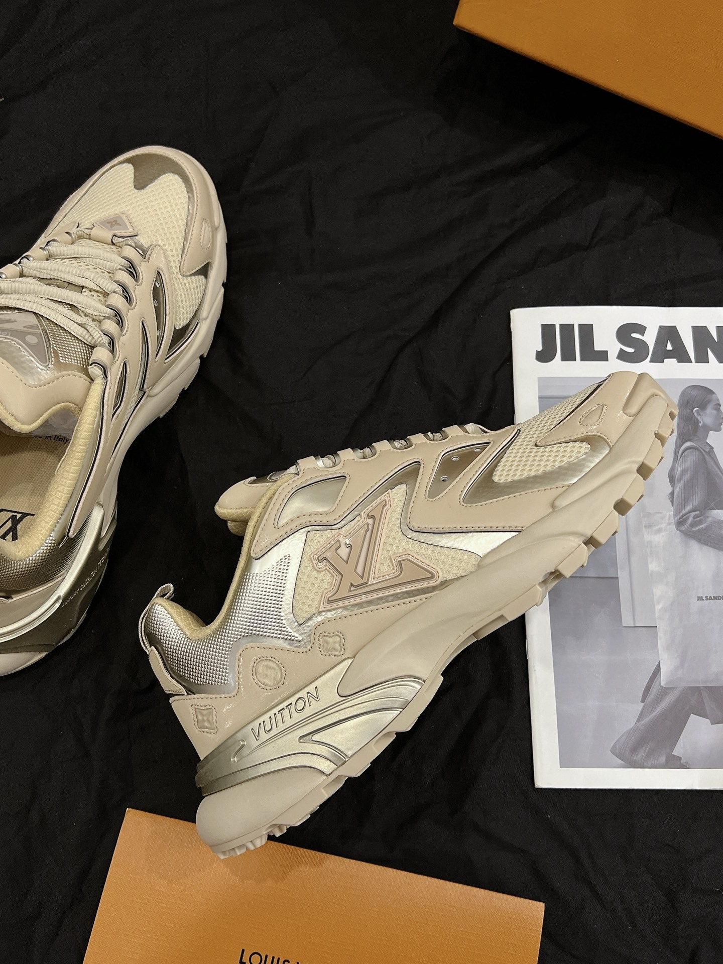 Beige Silver Spliced Chunky Platform Dad Shoes Men Breathable Mesh Non Slip Casual Walking Sneakers Fashion Outdoor Sports Trainers