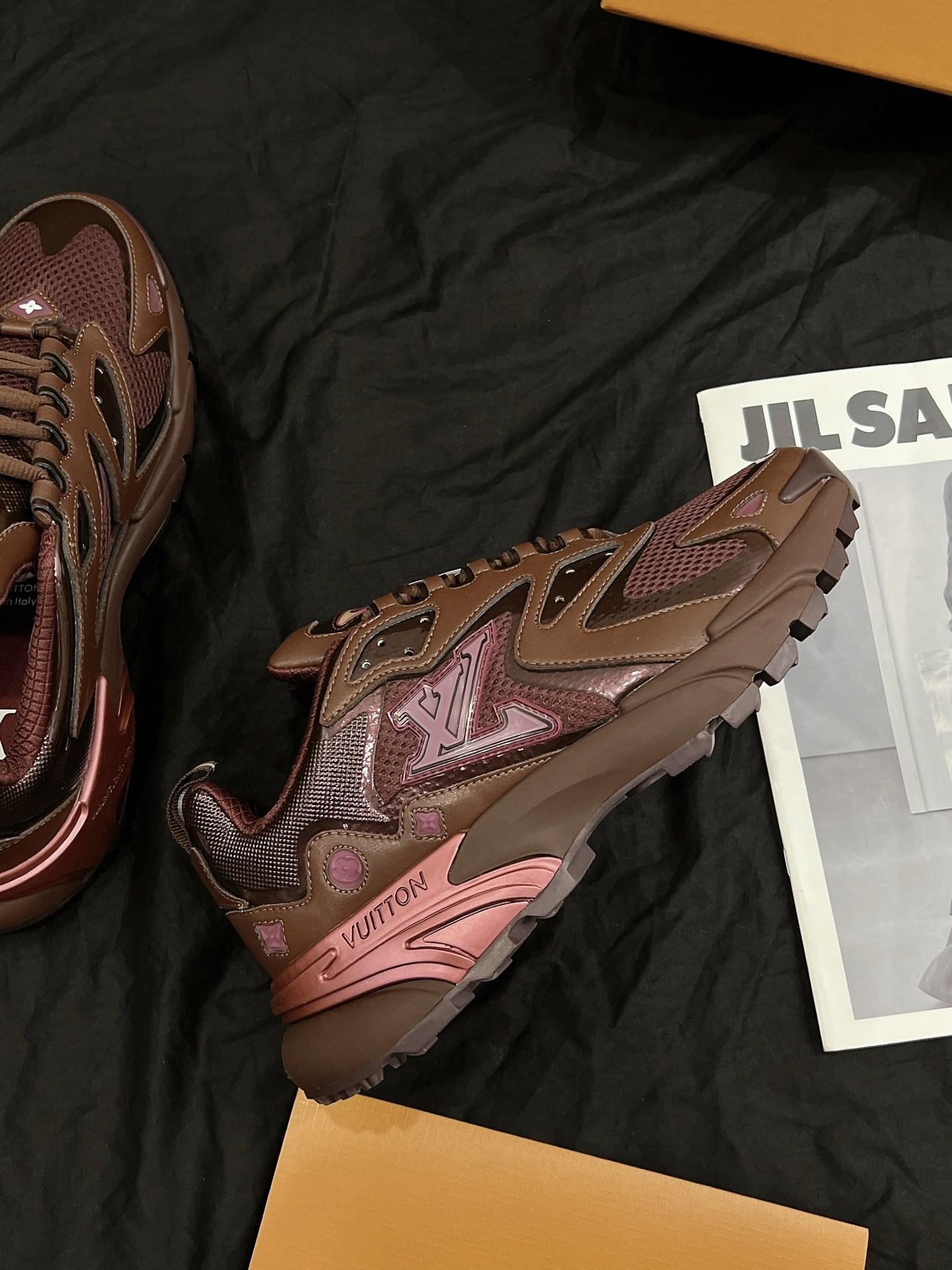 Brown Pink Color Block Chunky Platform Dad Shoes Men Breathable Mesh Outdoor Non-Slip Fashion Retro Casual Sneakers